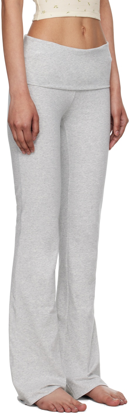 Gray Cotton Jersey Foldover Lounge Pants - 4