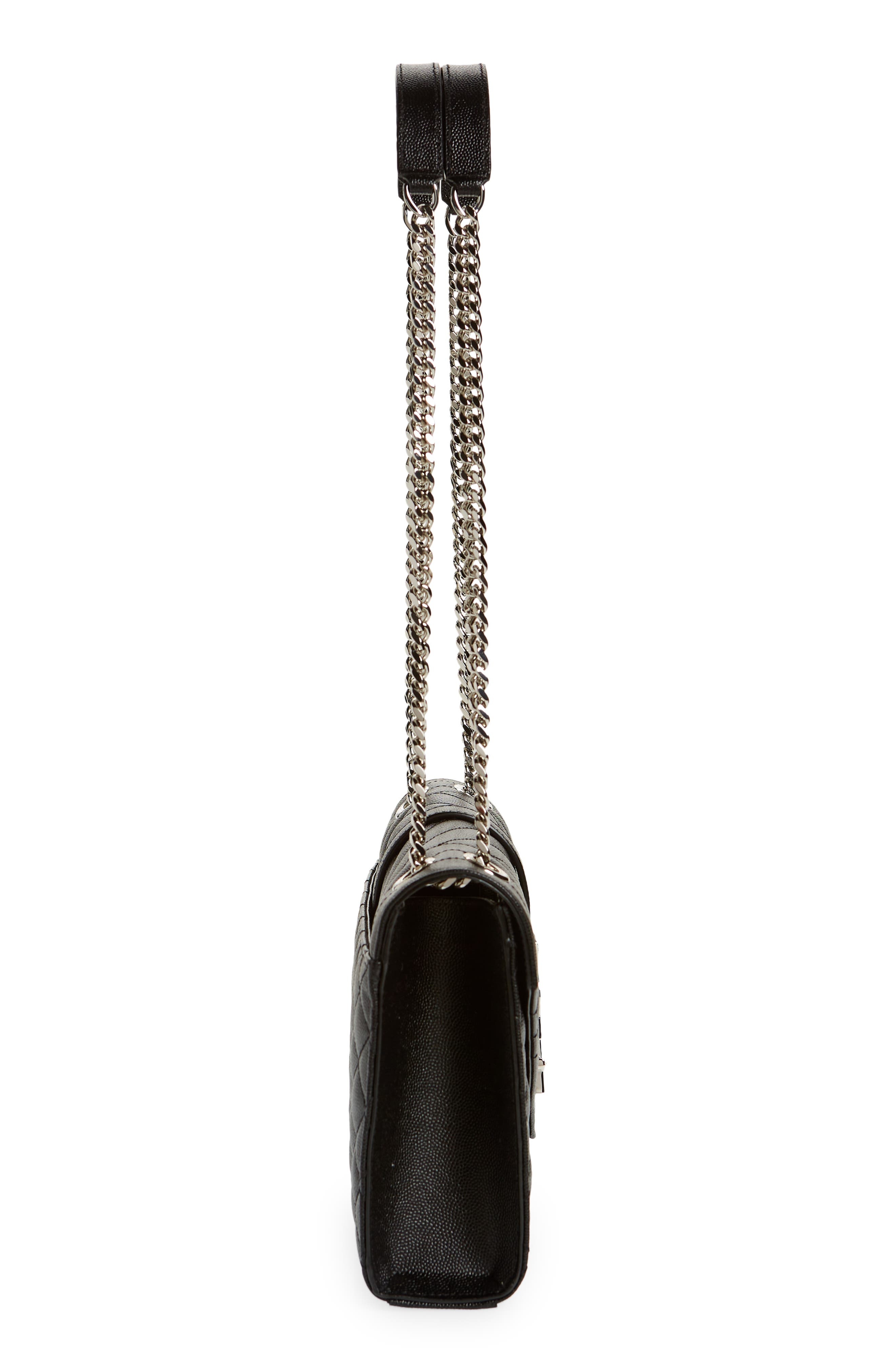Saint Laurent Medium Monogram Matelassé Leather Shoulder Bag in Nero/Nero/Nero at Nordstrom - 6