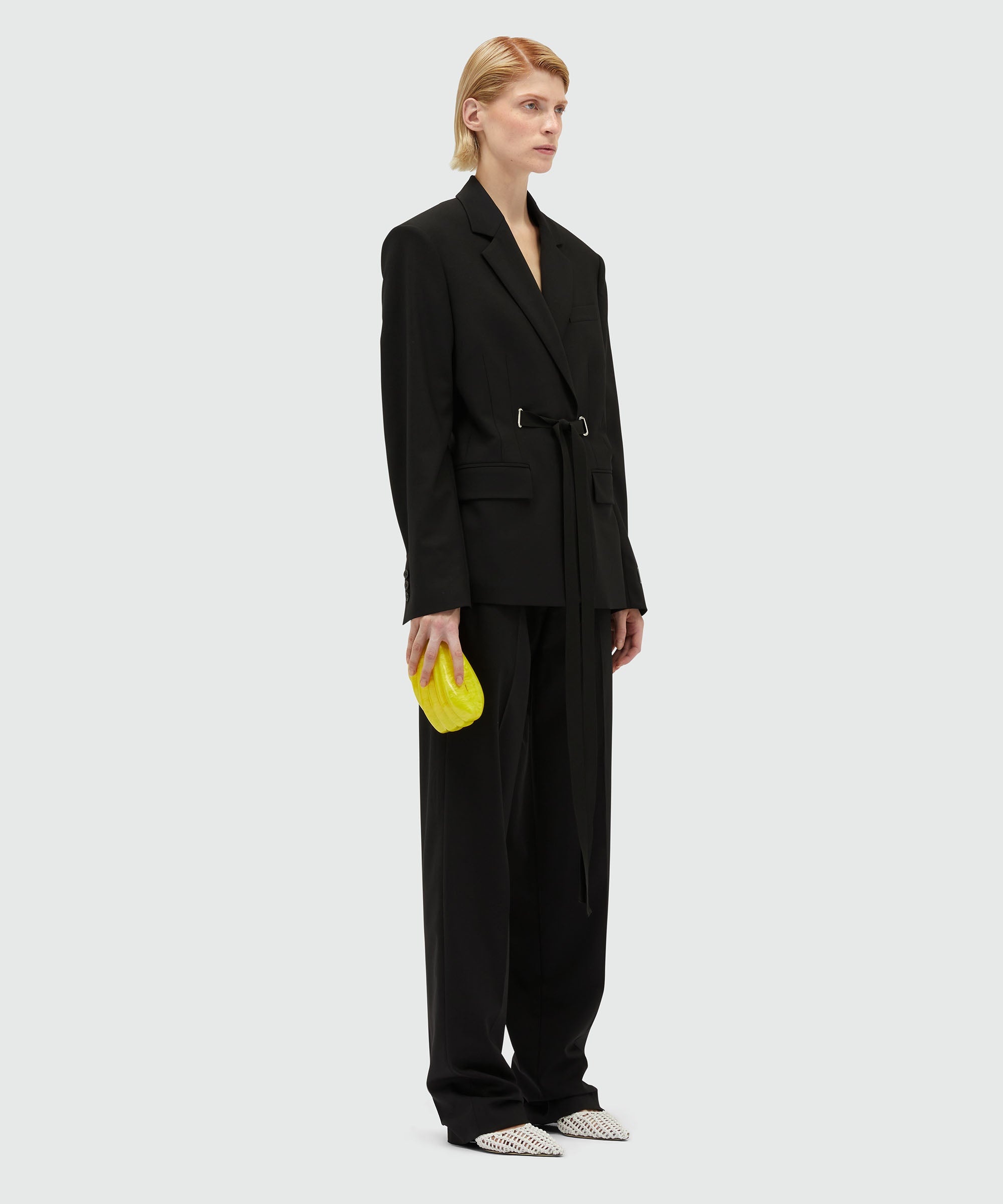 MSGM Tailoring black fresco wool jacket with drawstring - 4