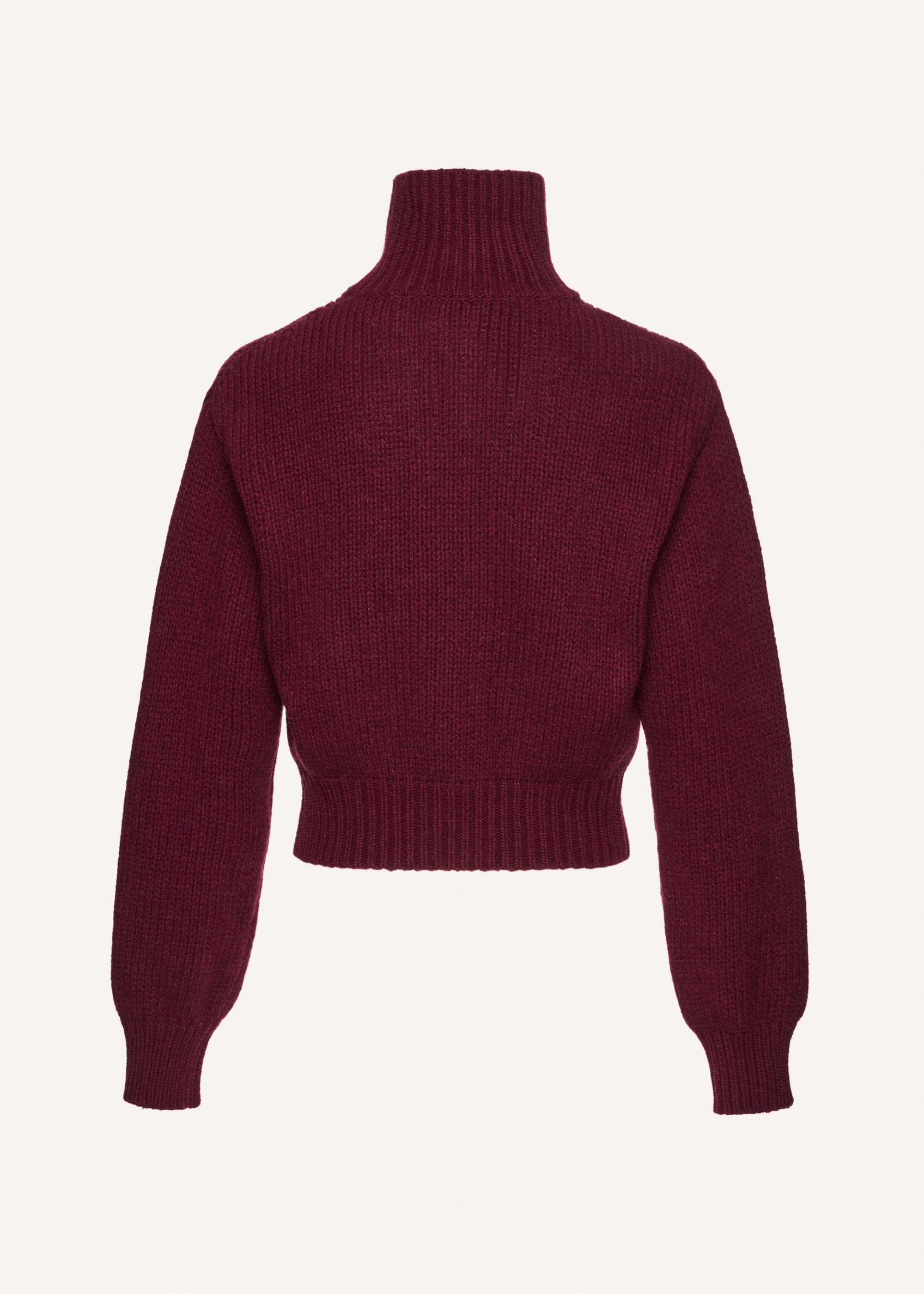 Cashmere high-neck buttoned cardigan in burgundy - 2