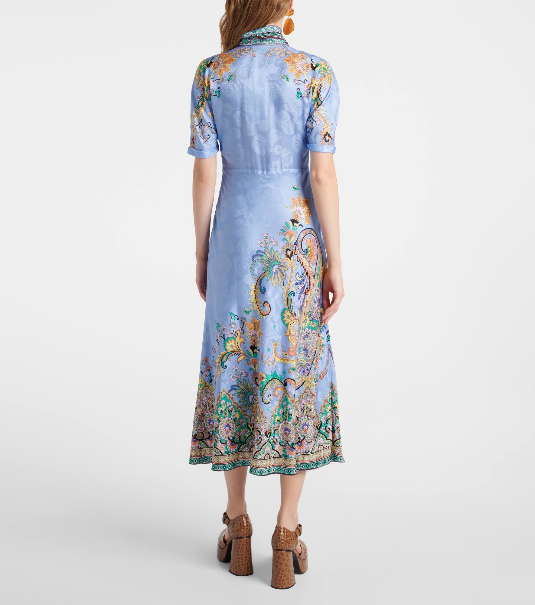 Paisley satin midi dress - 3