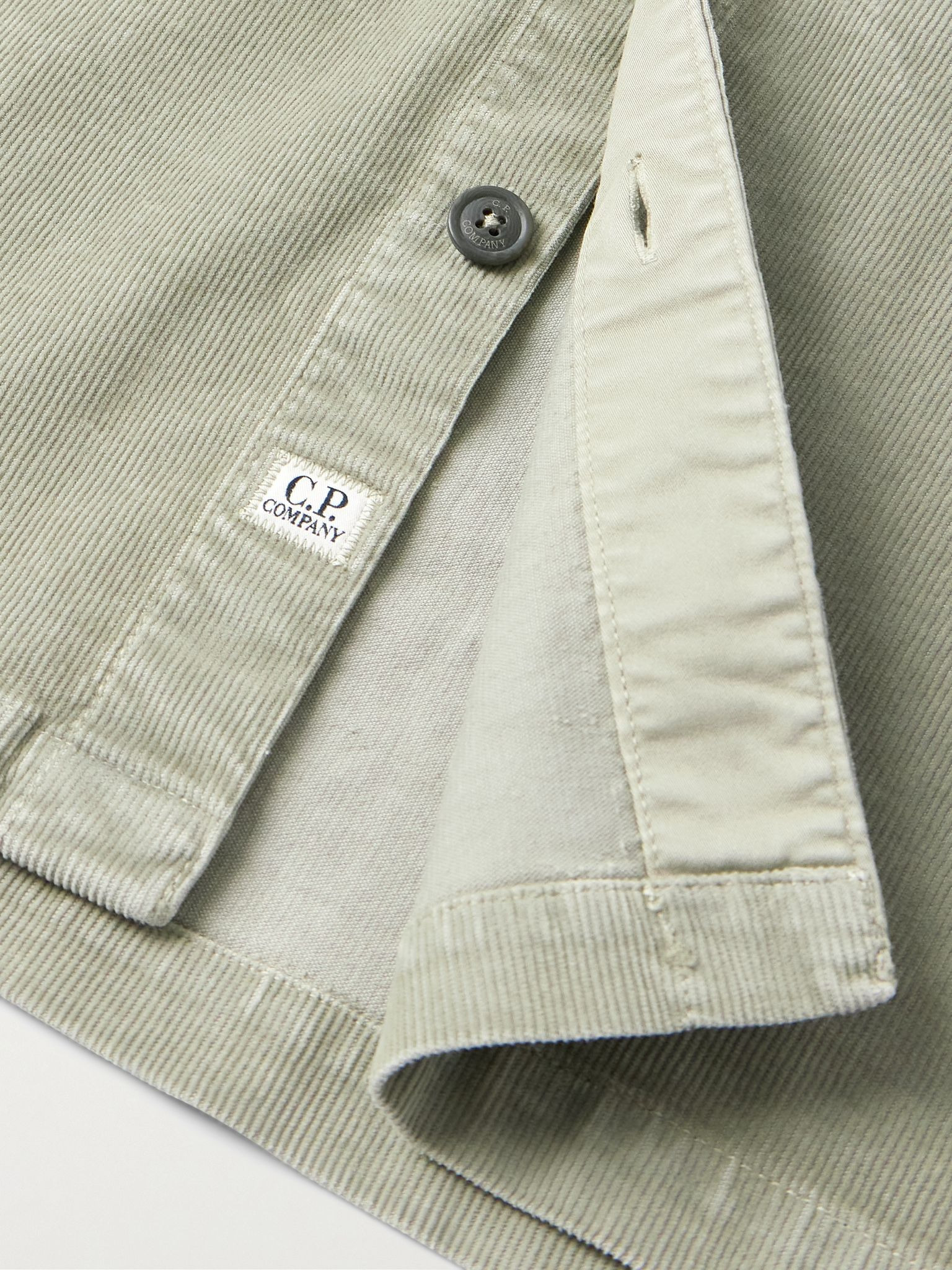 Logo-Appliquéd Cotton-Blend Corduroy Overshirt Gray - 5