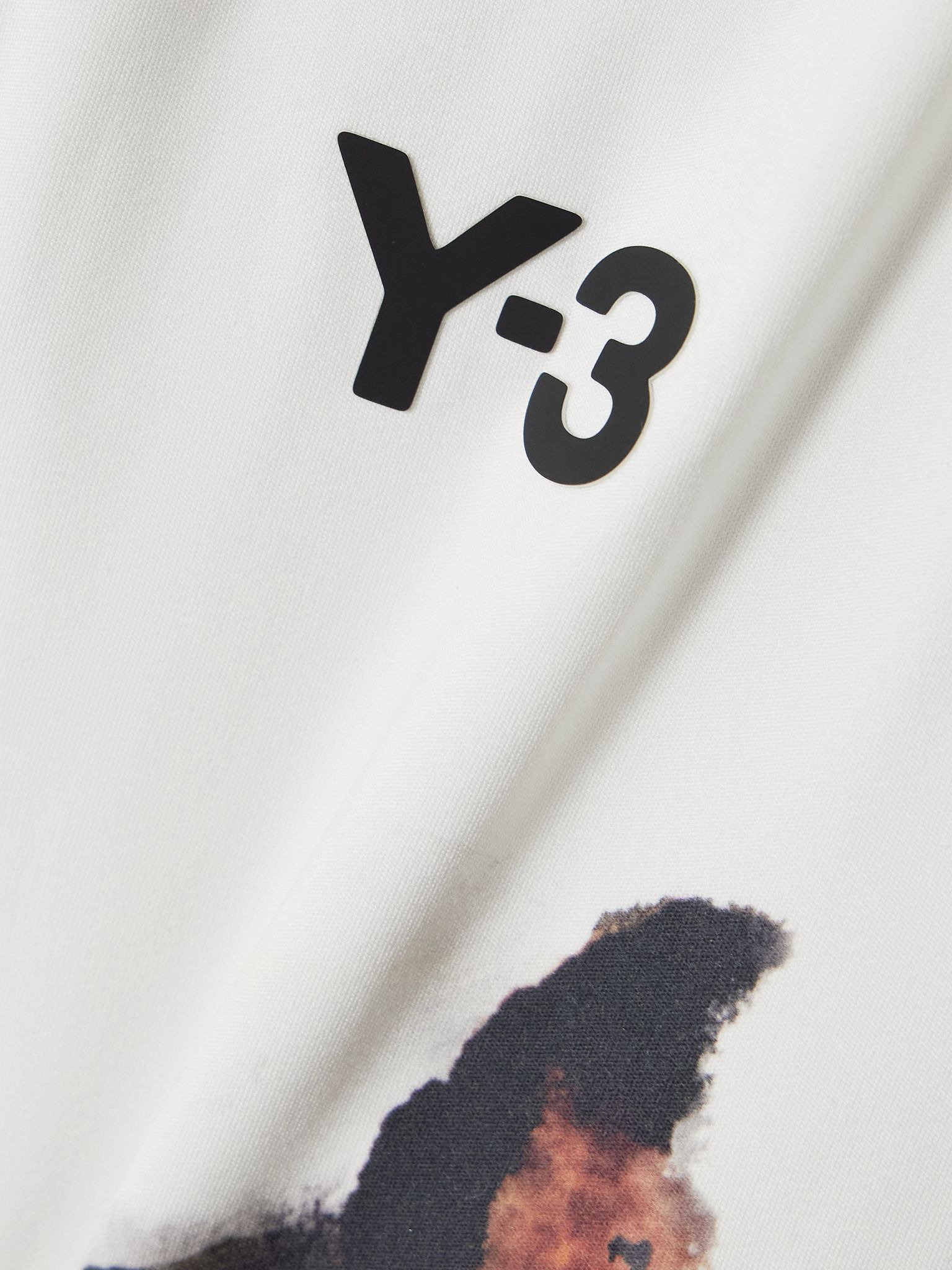 + Y-3 cutout appliquéd printed recycled stretch-jersey tennis dress White - 4