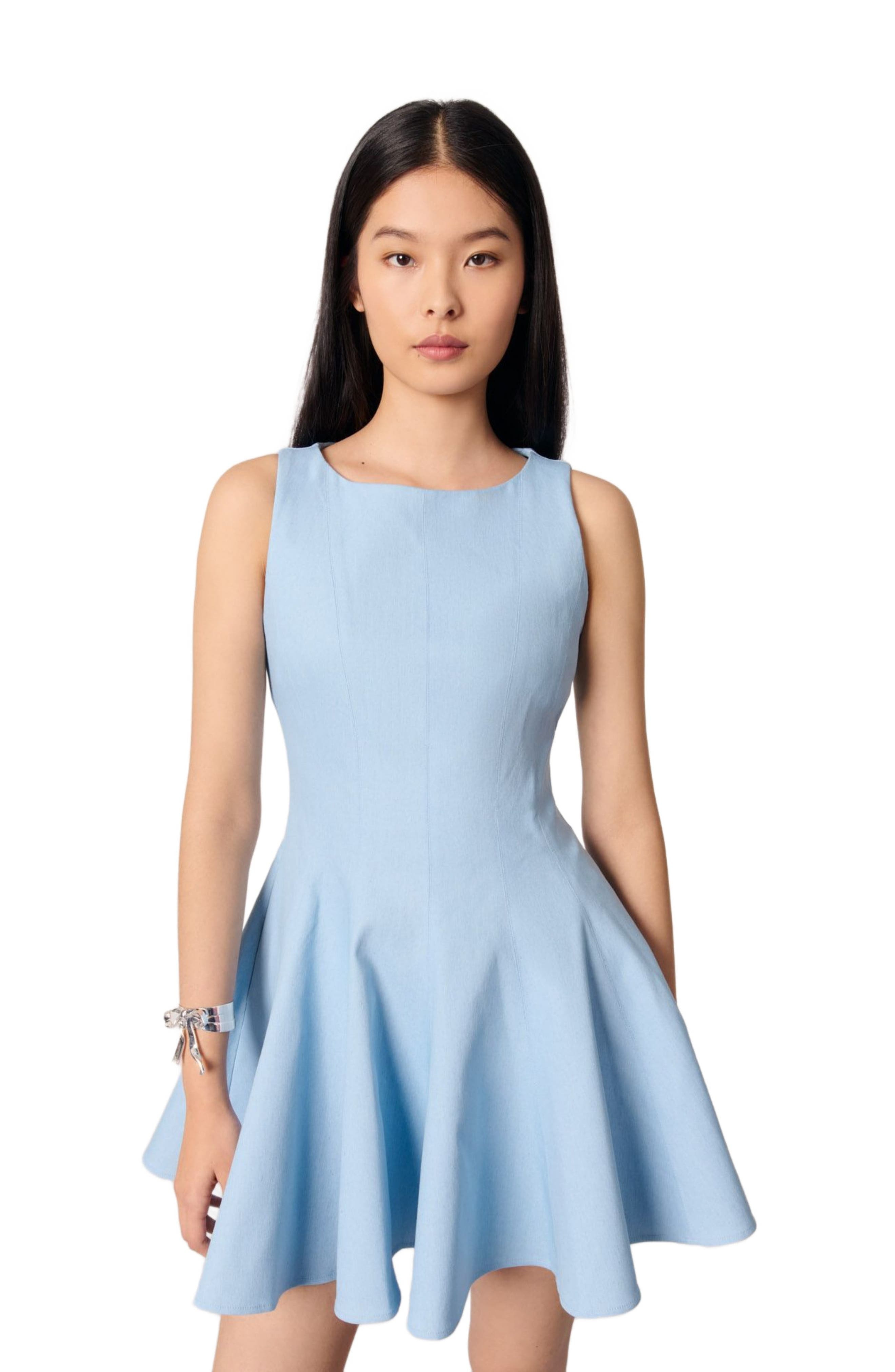 maje Short flared cotton dress in Blue Sky at Nordstrom - 1