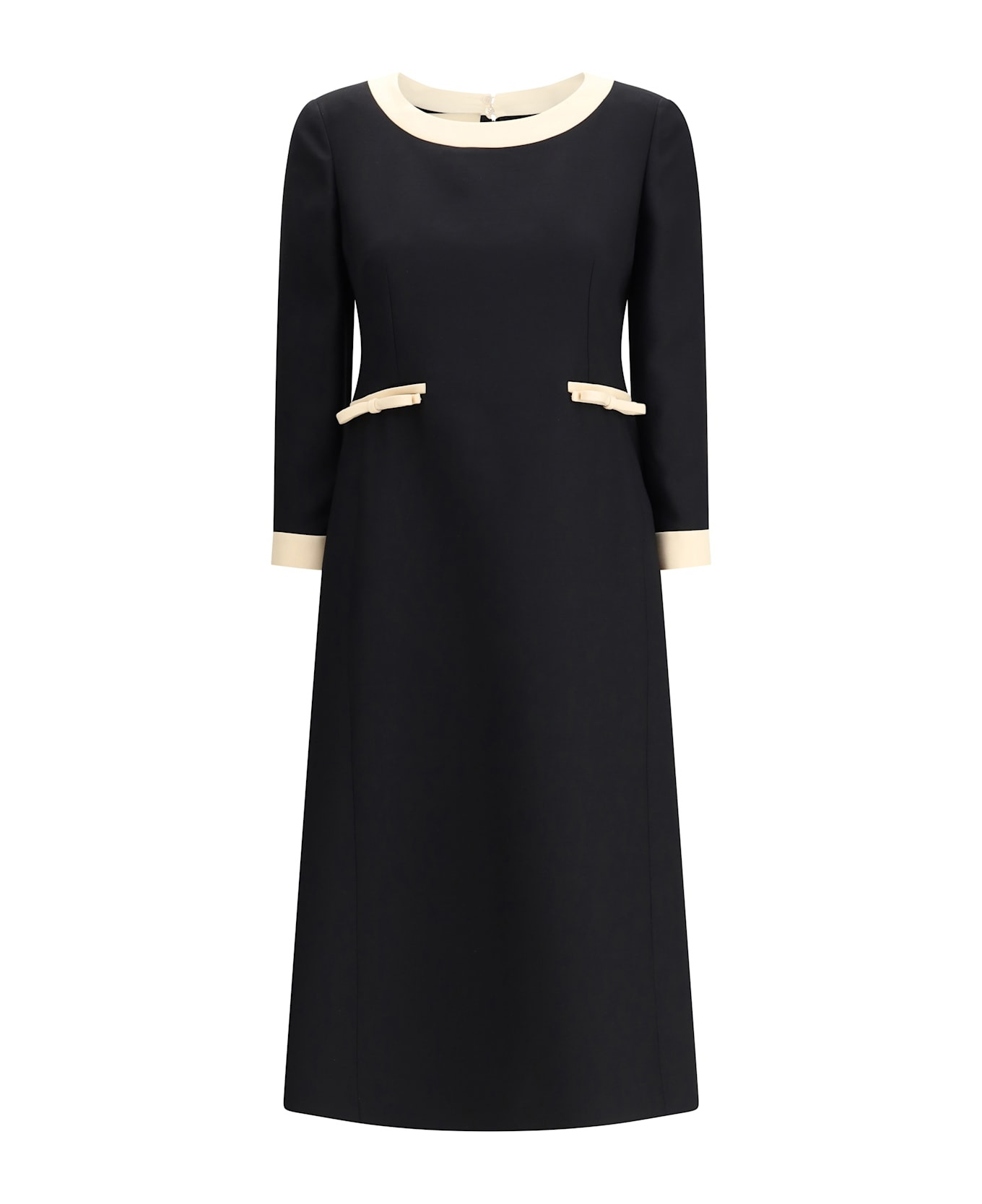Wool Dress With Bow - 1