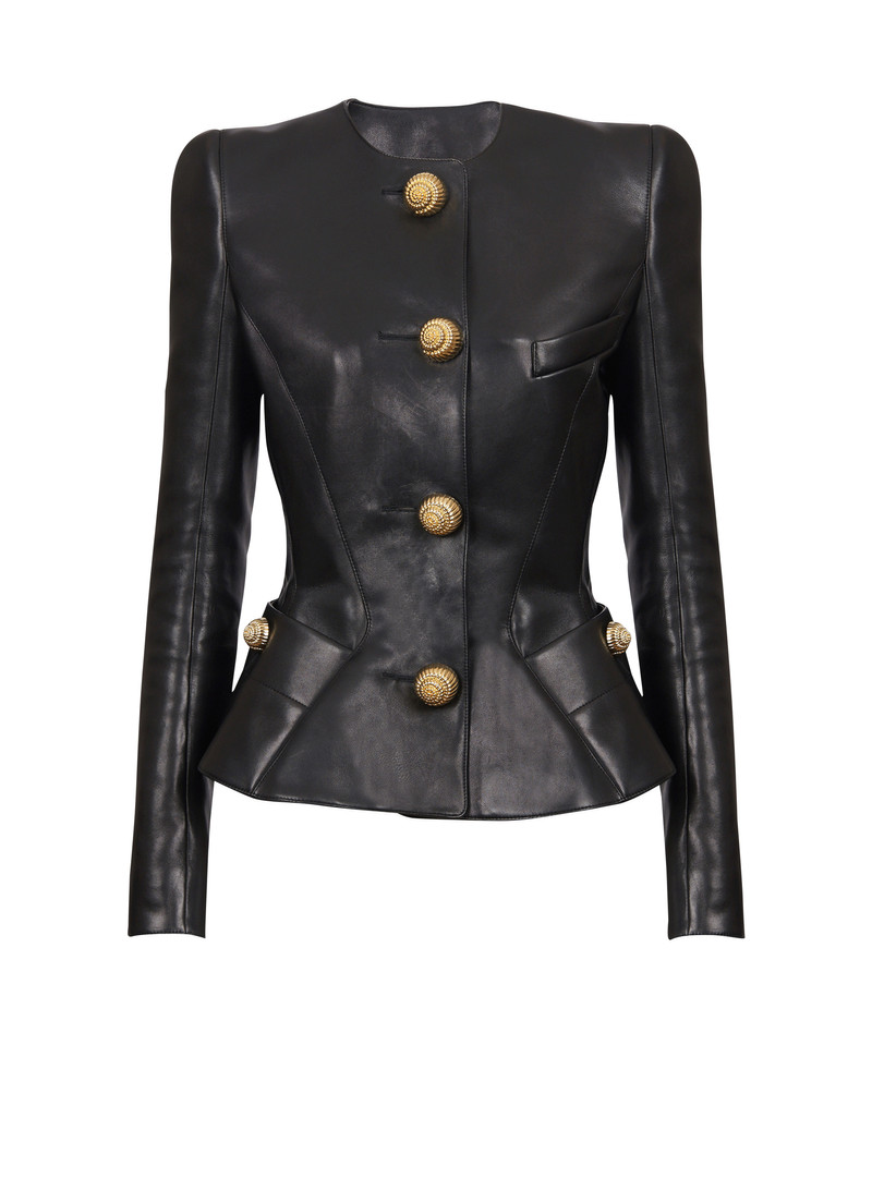Lambskin leather peplum jacket - 1
