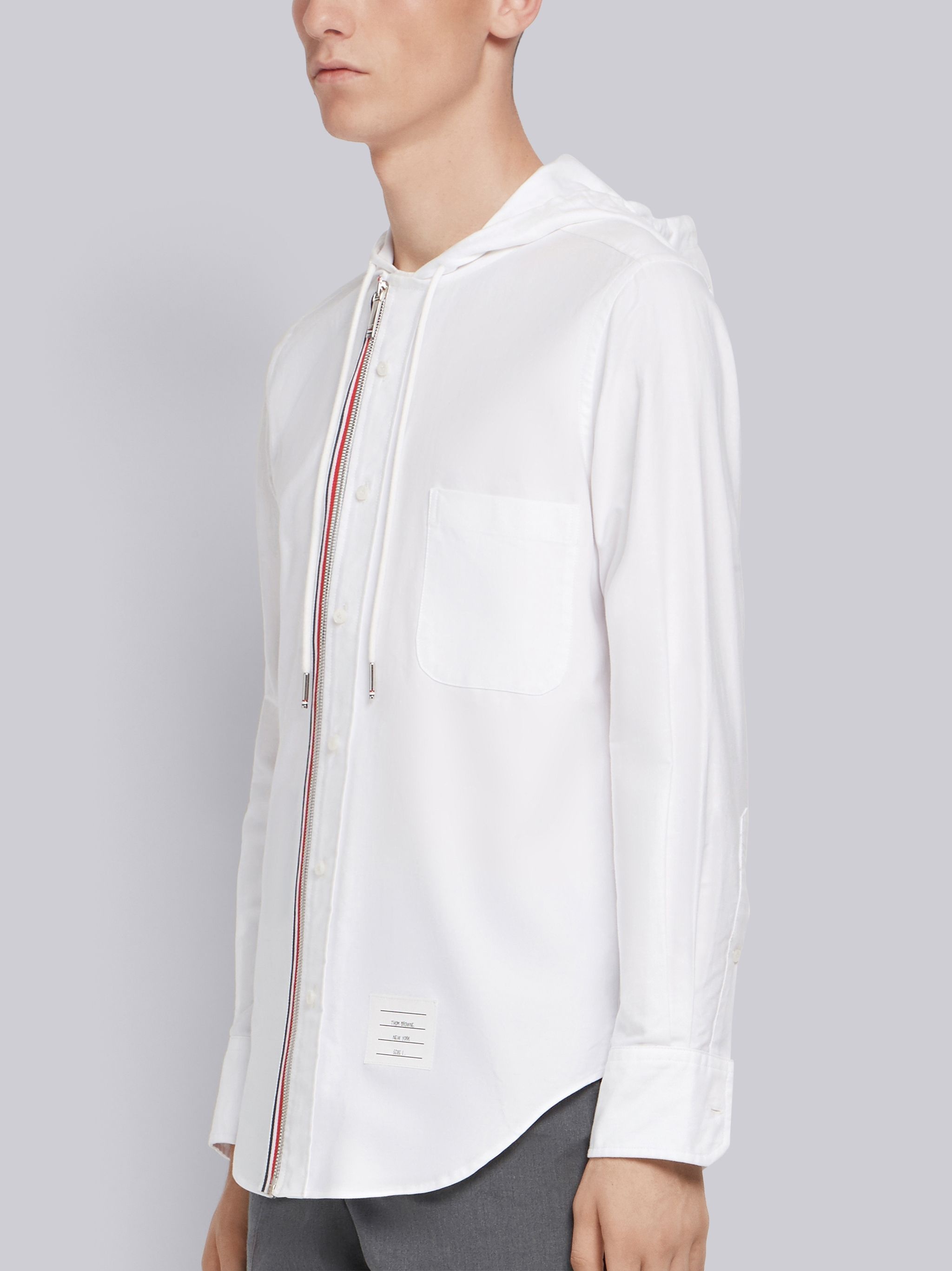 White Oxford Hooded Zip-front Shirt - 2