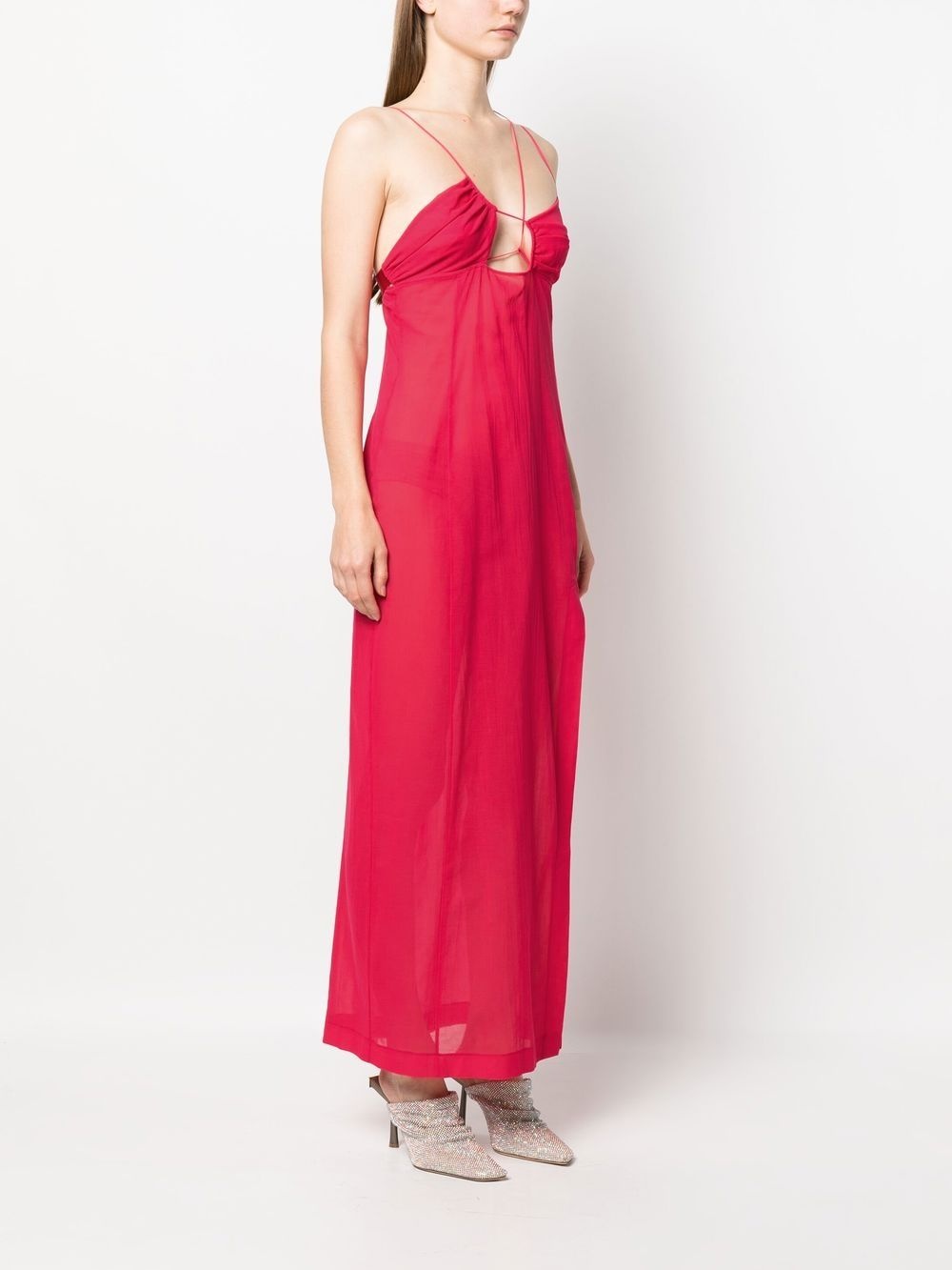 long asymmetric-neck dress - 3