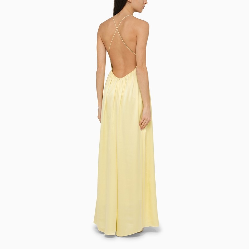 YELLOW SILK LONG DRESS - 3