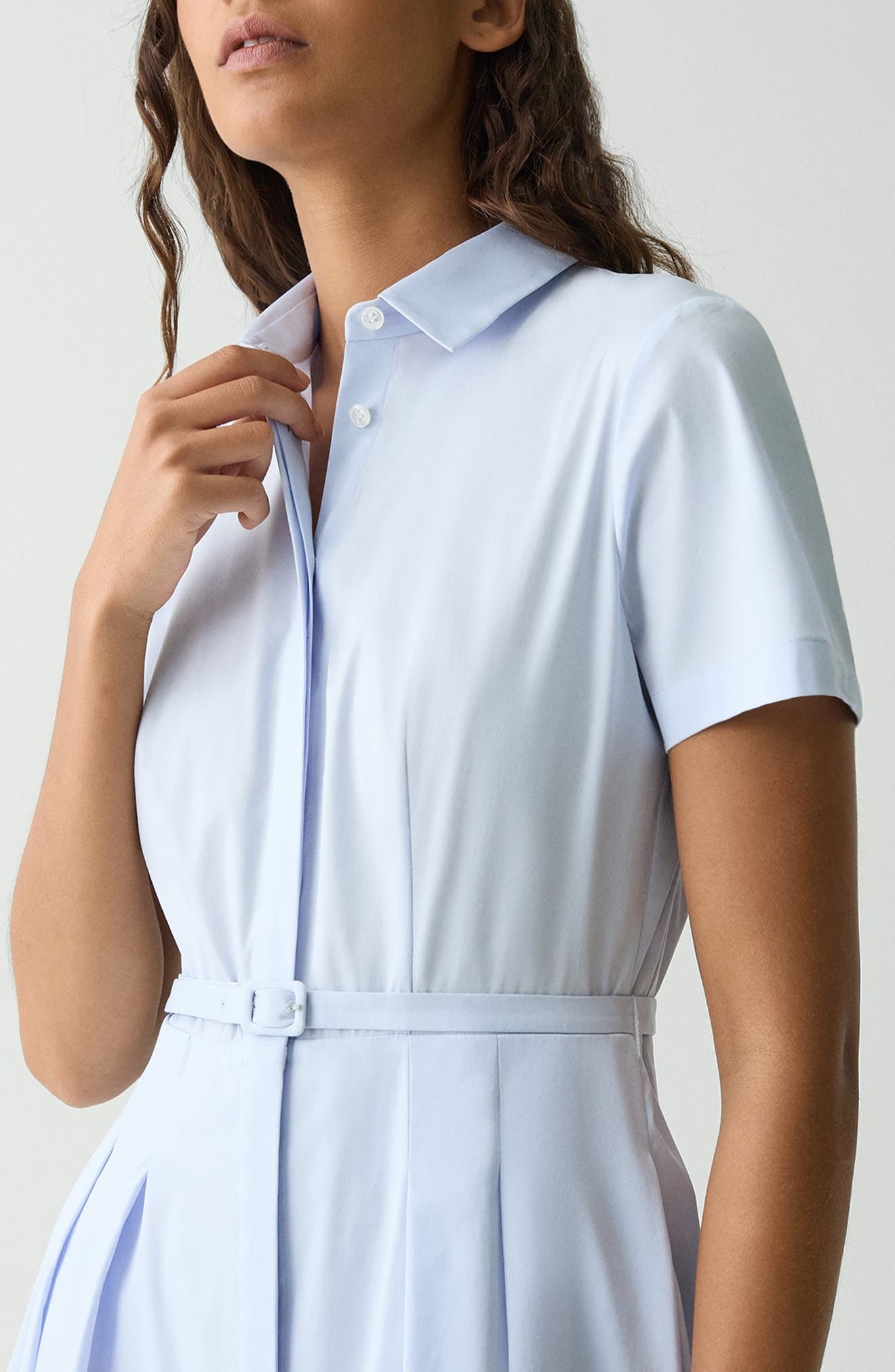 Theory Belted Cotton Blend Shirtdress in Olympic at Nordstrom - 4