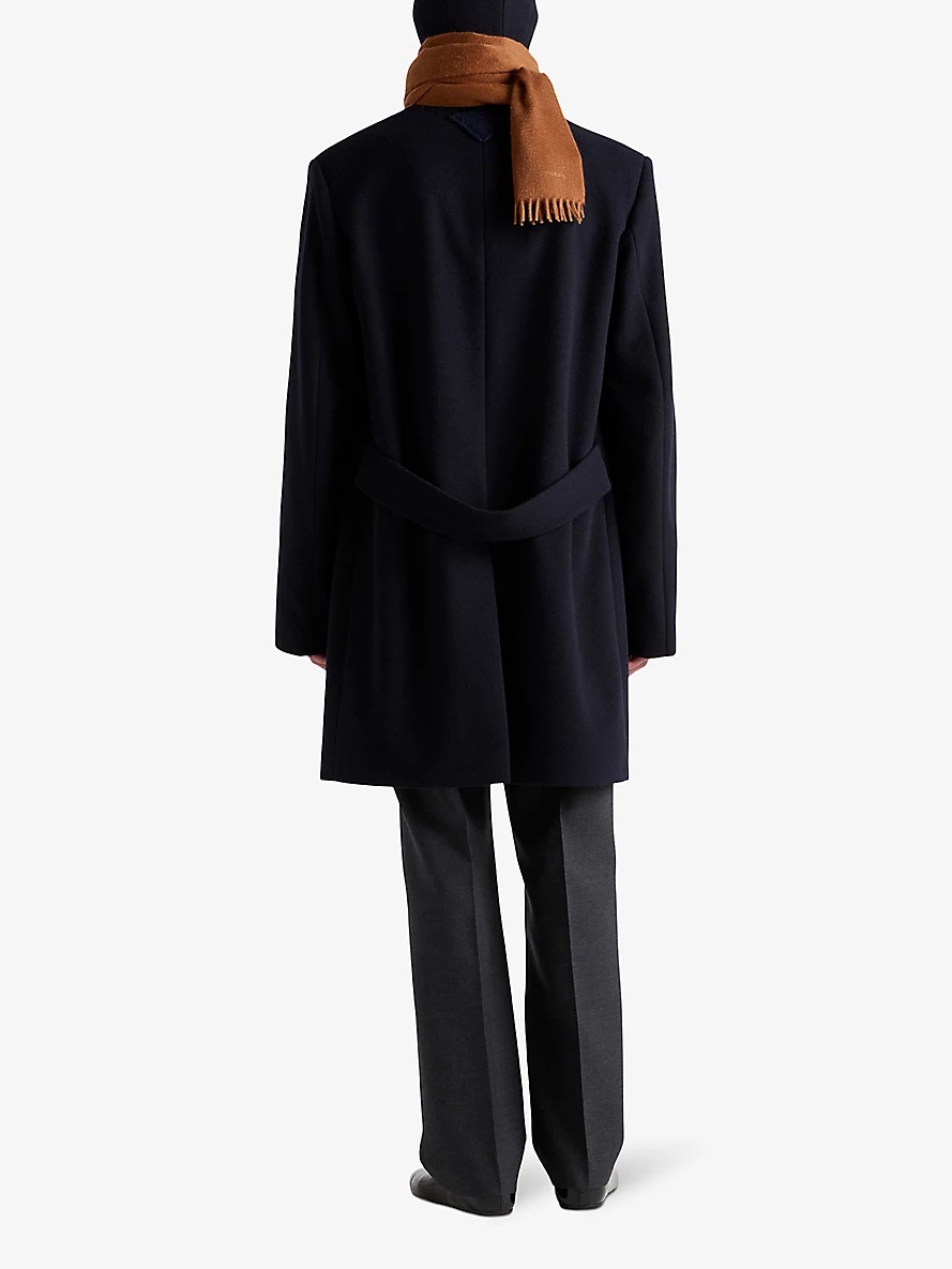 Single-breasted long-line wool coat - 4