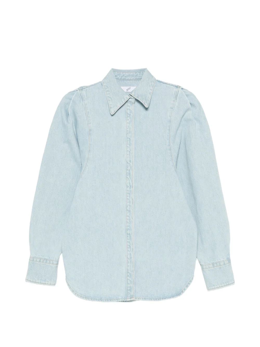 puff-sleeve denim shirt - 1