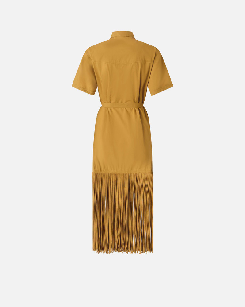 PINKO LONG SHIRT DRESS WITH FRINGING AND METALLIC DETAILS outlook
