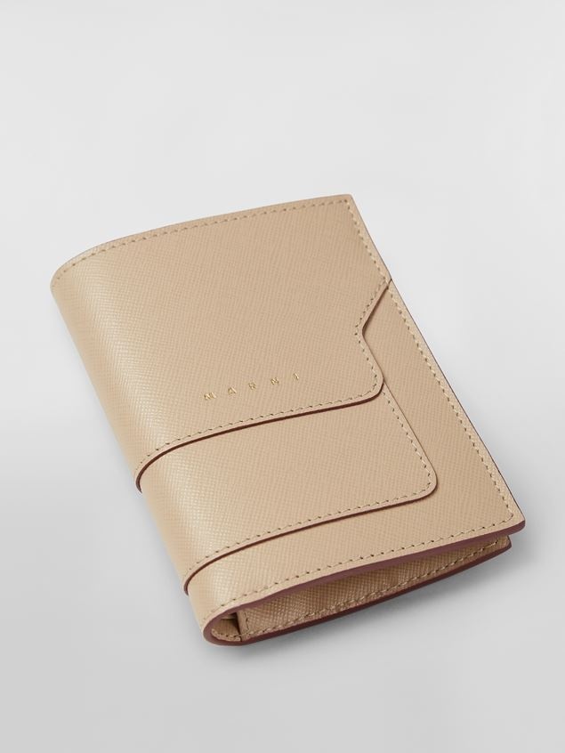 BEIGE SAFFIANO LEATHER BI-FOLD WALLET 4