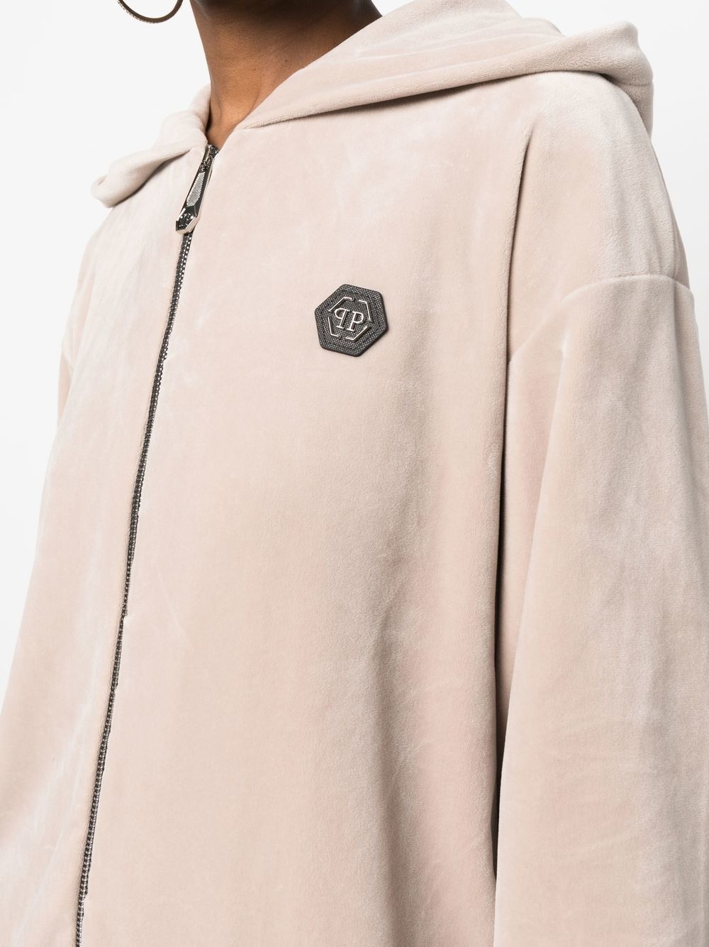 skull-appliqué zip-up hoodie - 5
