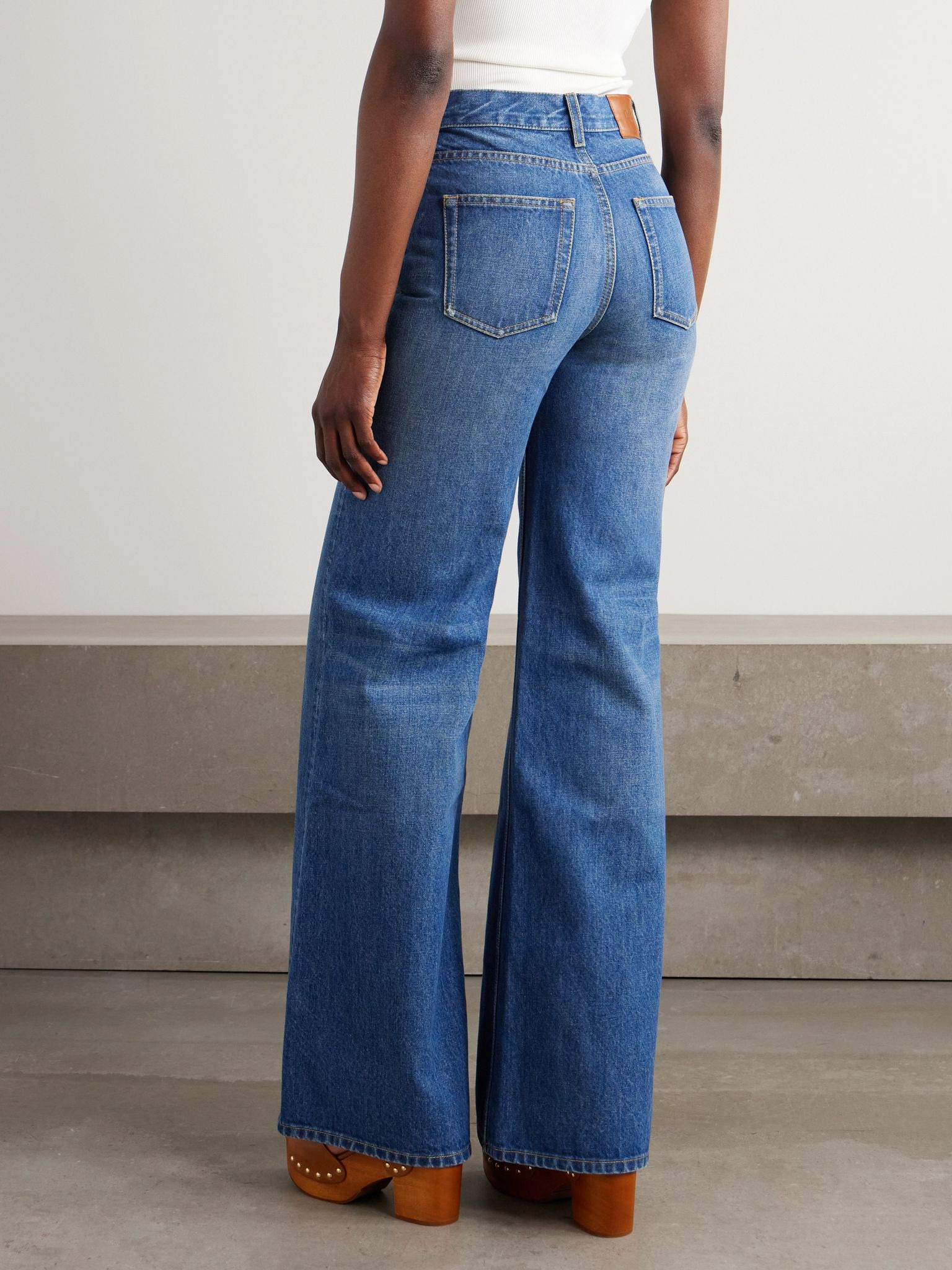 High-rise wide-leg jeans Mid denim - 4