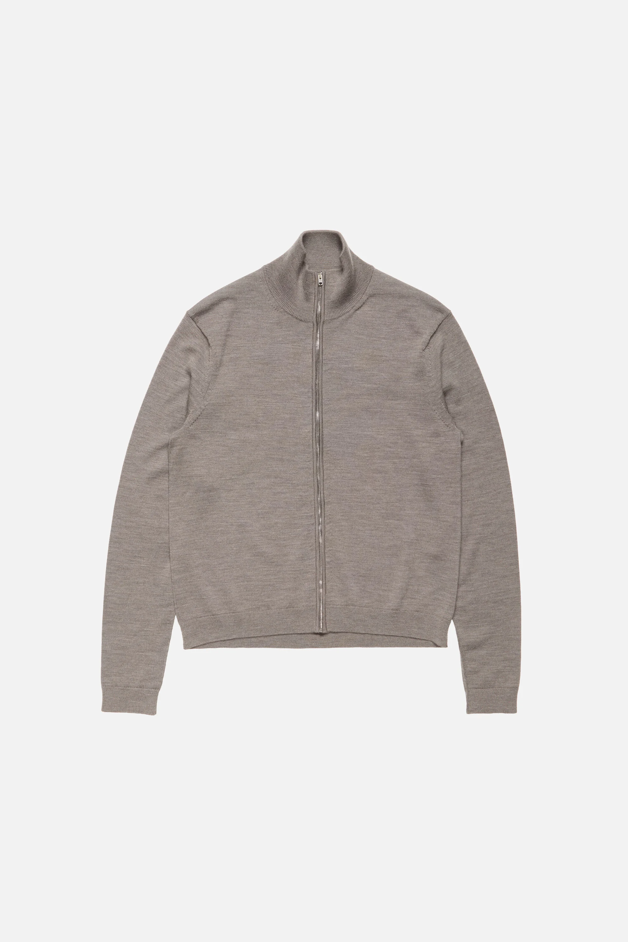 Zip-up bow logo cardigan - Warm Grey Melange - 1