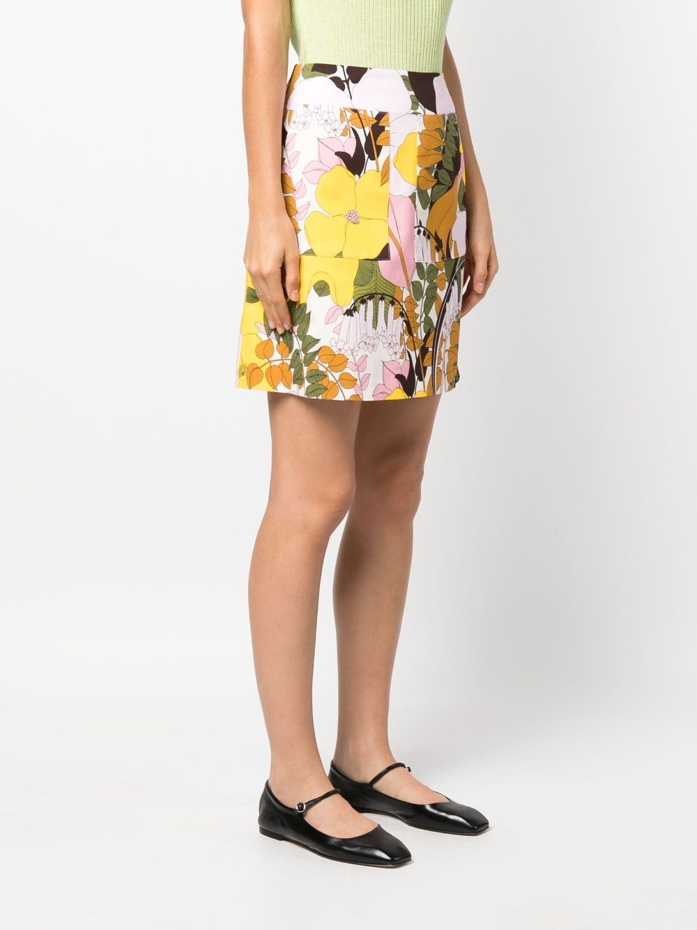 floral-print stretch-cotton A-line miniskirt - 3