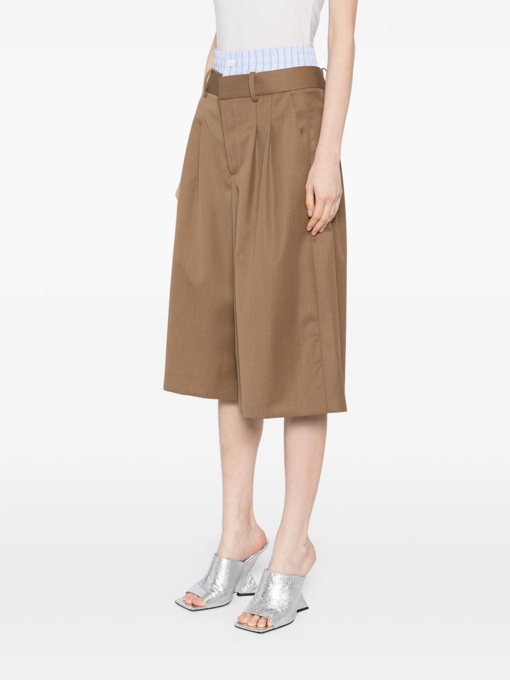 double-waistband wide leg shorts - 3