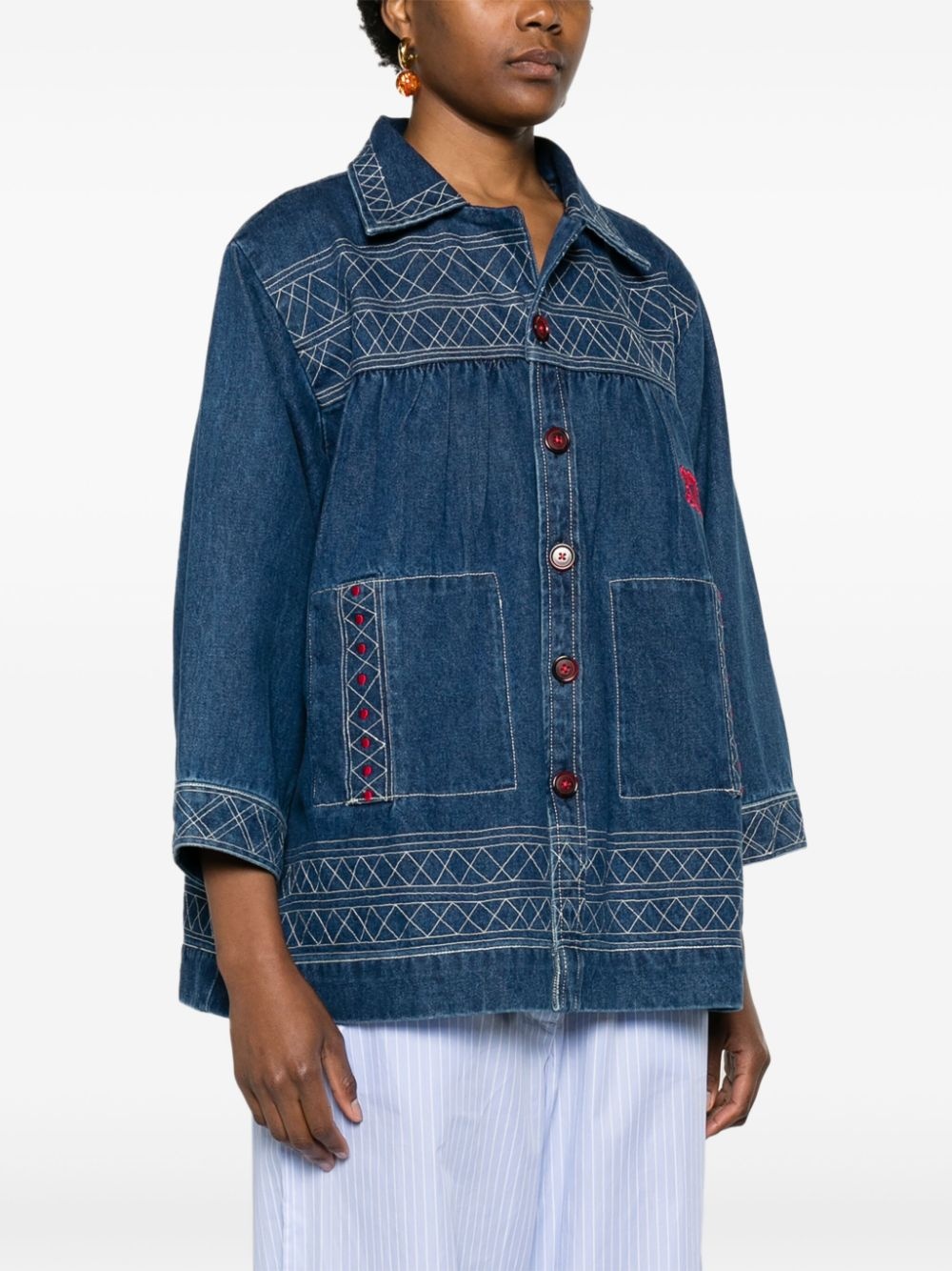 Quincy motif-embroidered denim jacket - 3