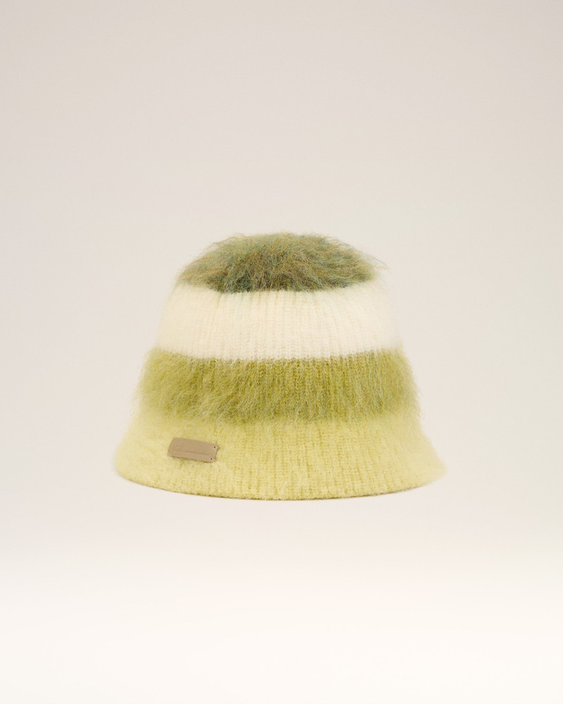 GREEN MOHAIR STRIPED AMI BUCKET HAT 1