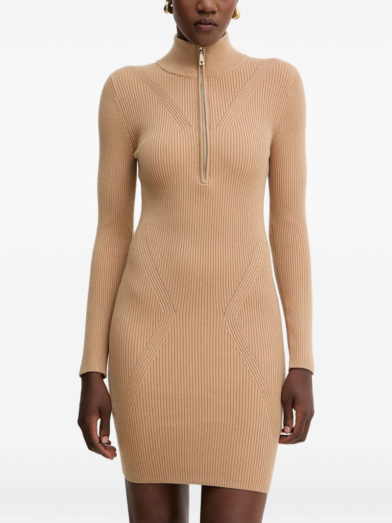 zip-neck ribbed mini dress 1