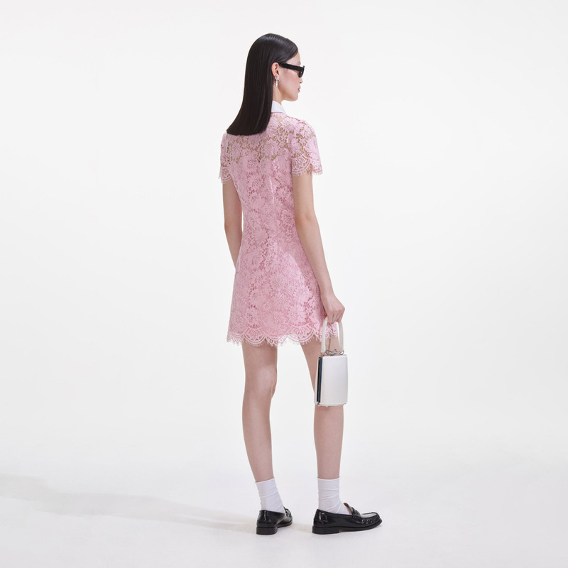 chinese dress ladies Self-Portrait - Pink Lace Collared Mini Dress