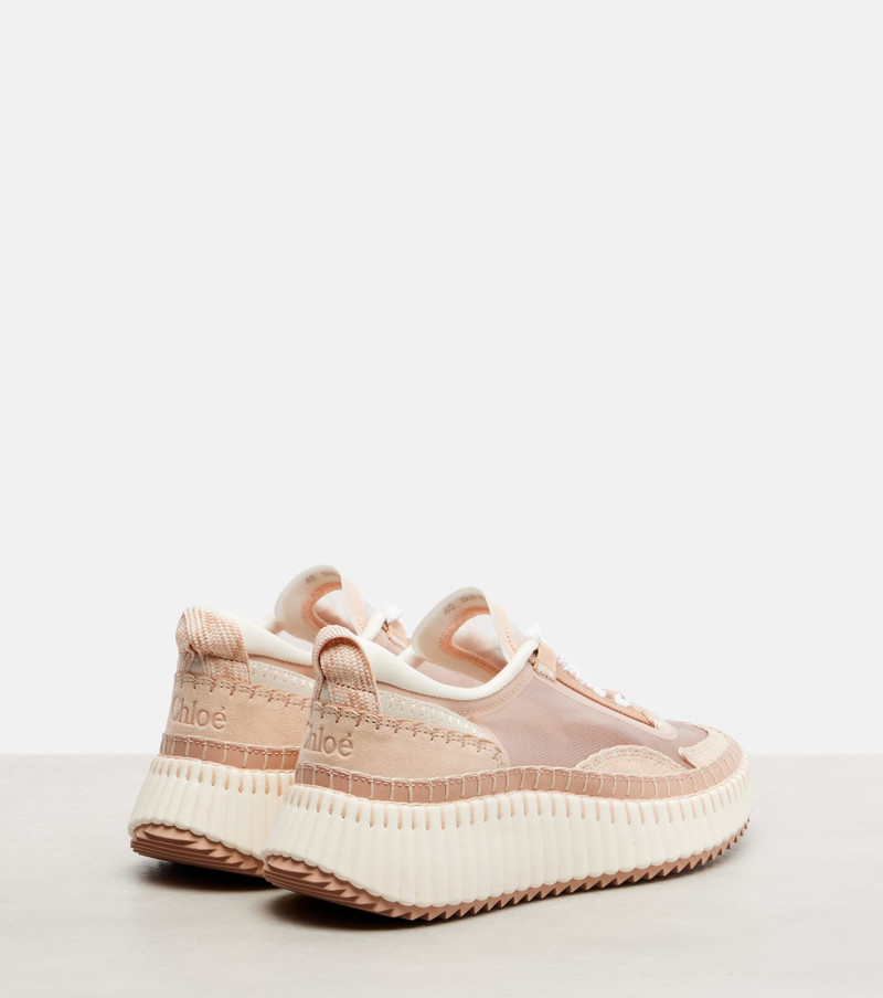Chloé Nama leather-trimmed platform sneakers outlook