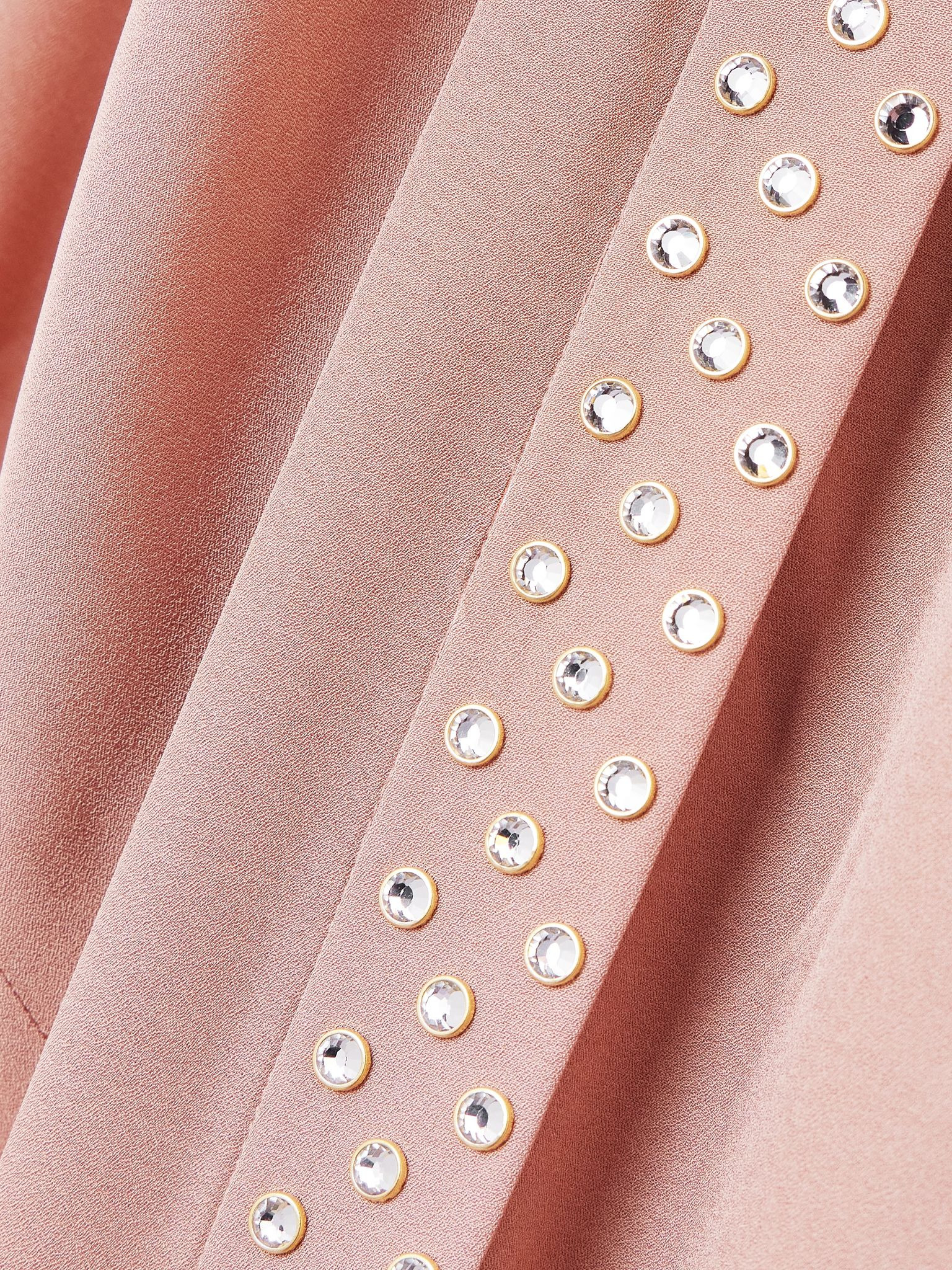 Cape-effect crystal-embellished crepe gown Pink - 4