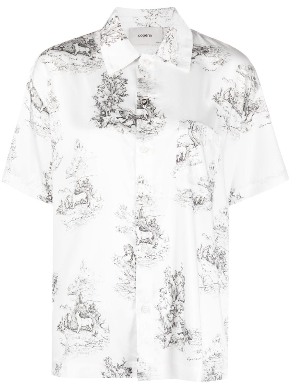 Toile de Jouy-print satin shirt - 1