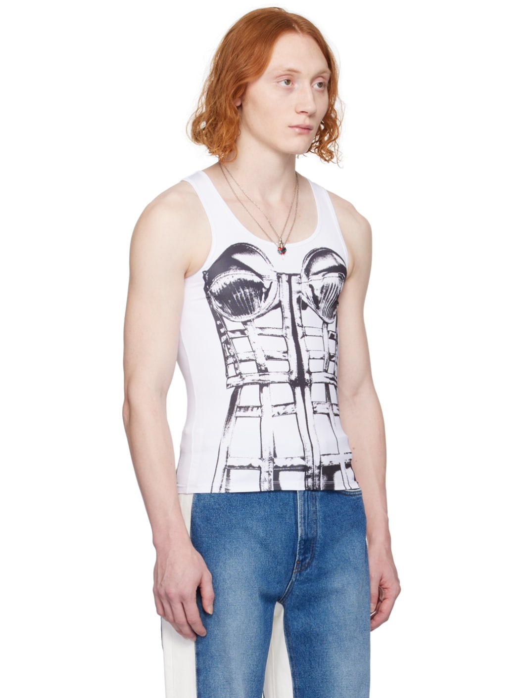 White Trompe-L'œil Tank Top - 4