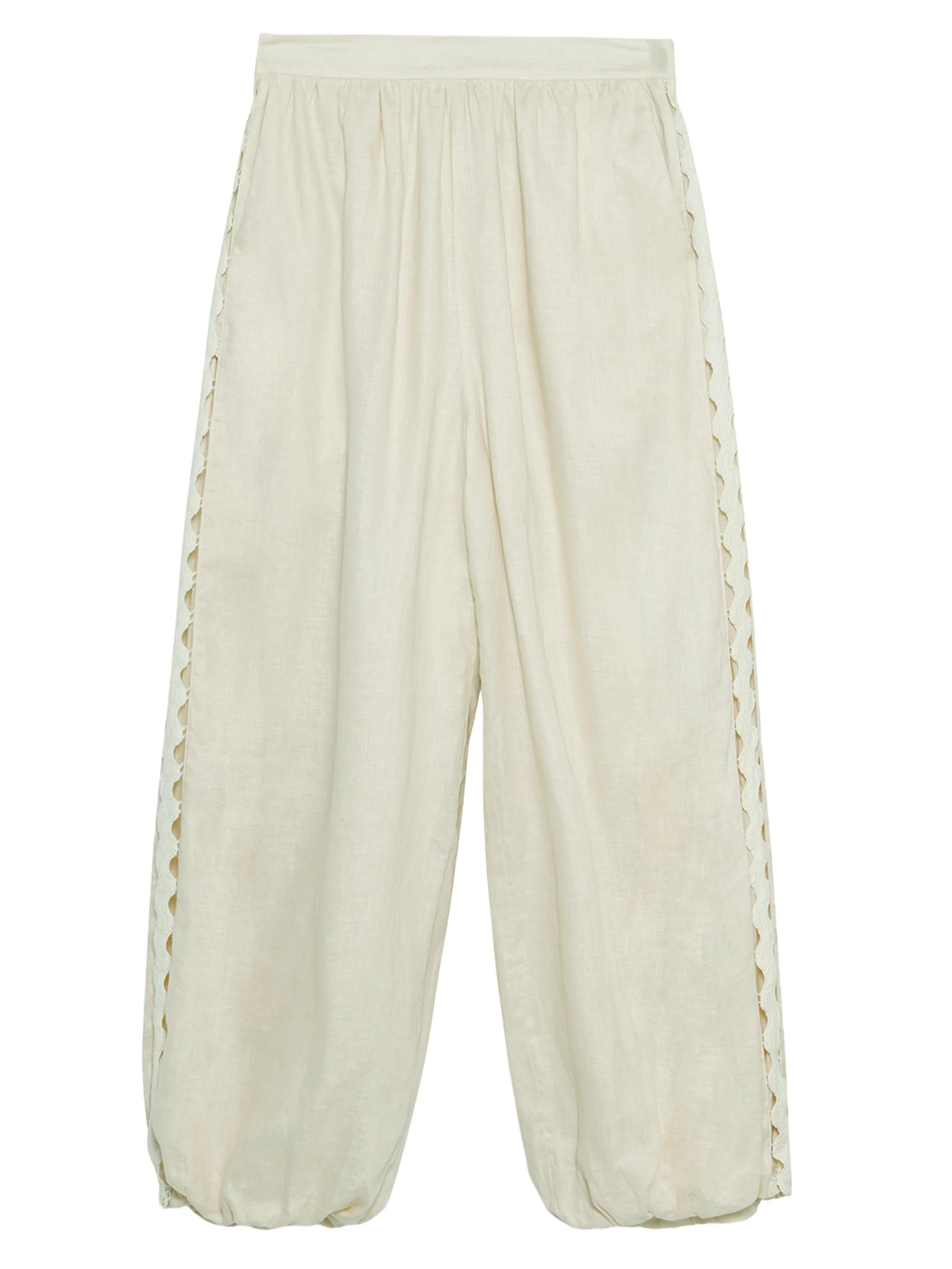 Women's Selah Lace-Detail Linen-Blend Balloon Pants - Sand - 1