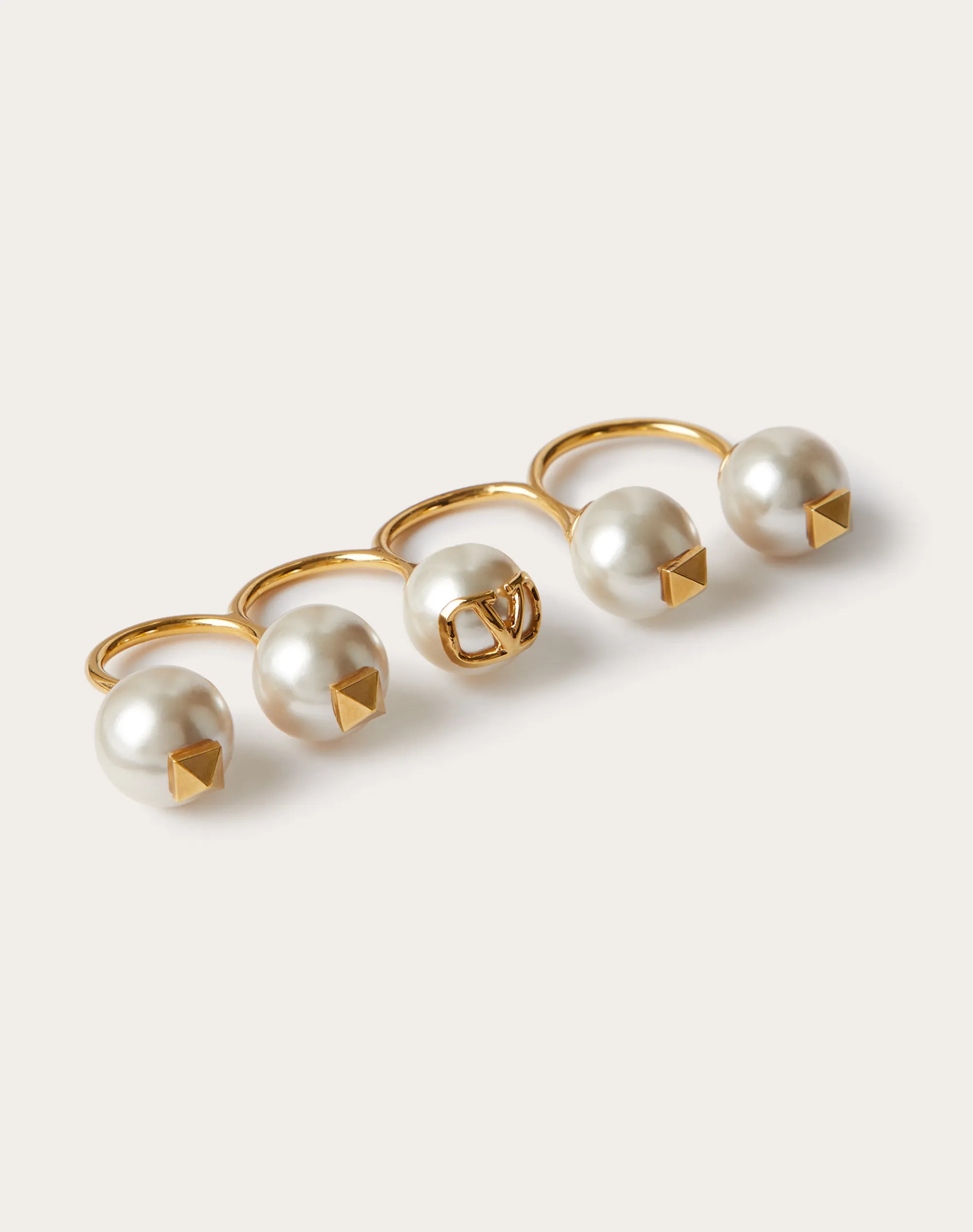 SET OF VLOGO SIGNATURE METAL RINGS WITH SWAROVSKI® PEARLS - 1