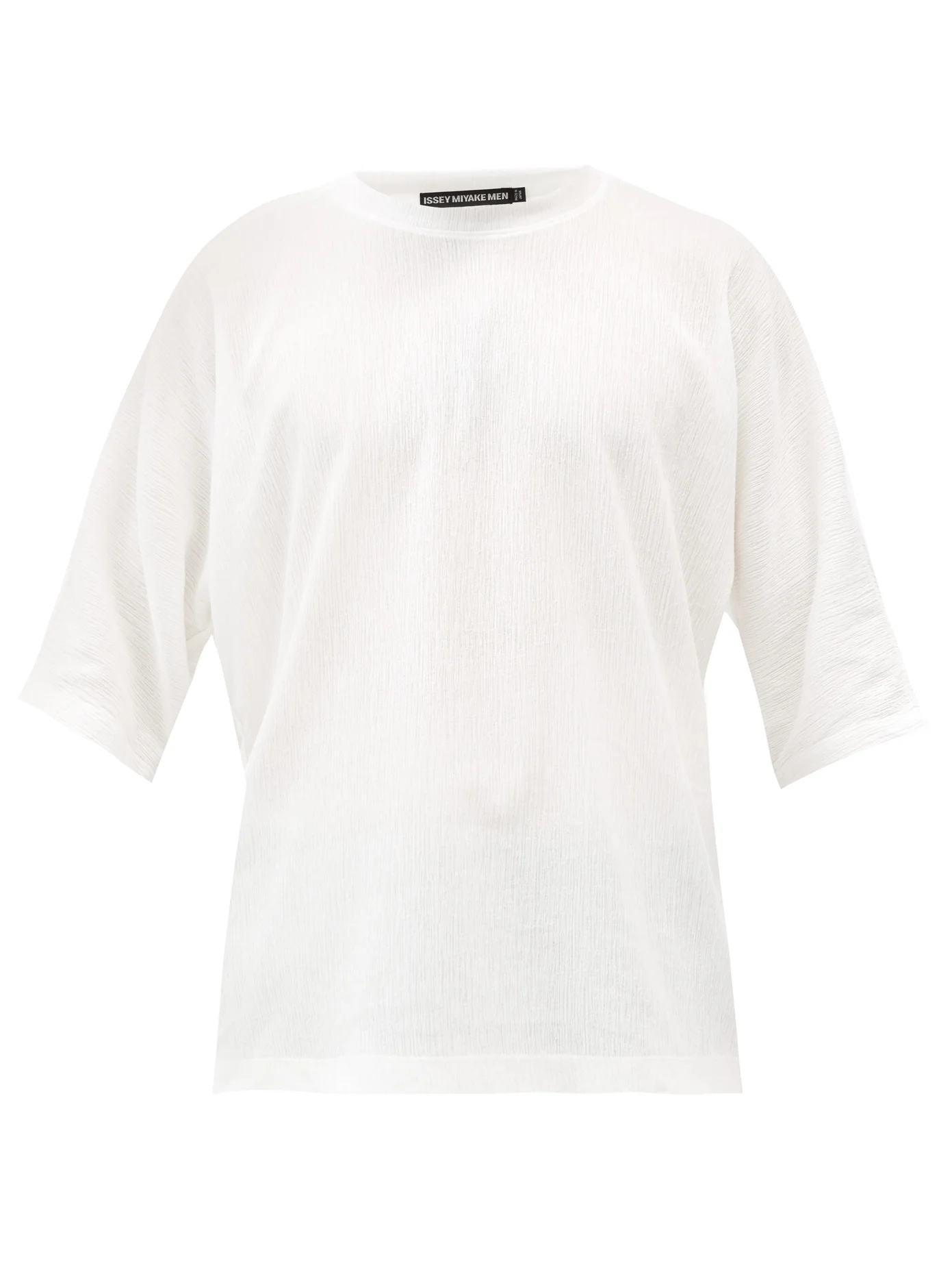 Plissé mid-sleeve cotton-blend T-shirt - 1