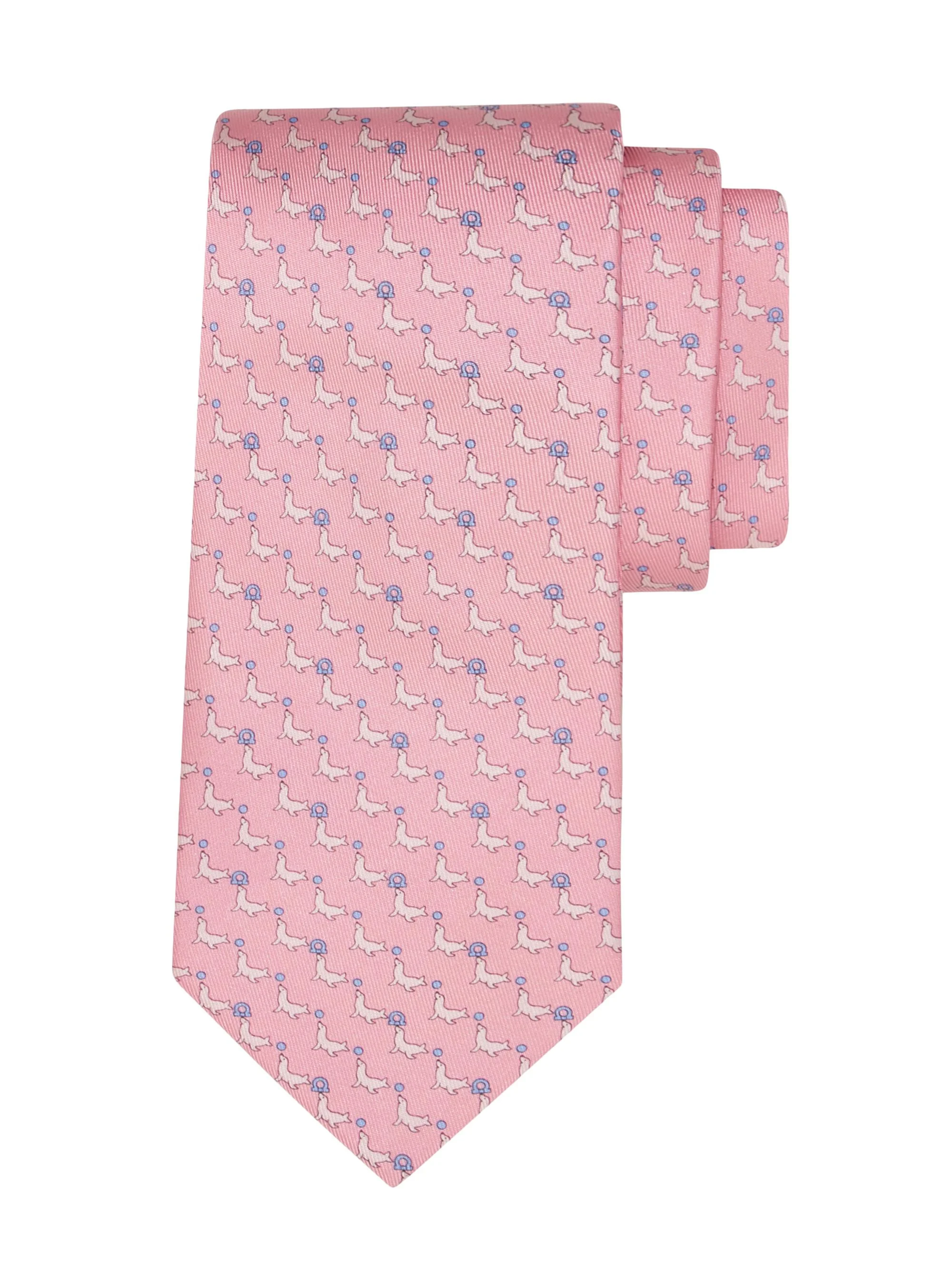 Men's Alicia Silk Seal Tie - Rosa Azzurro - 1