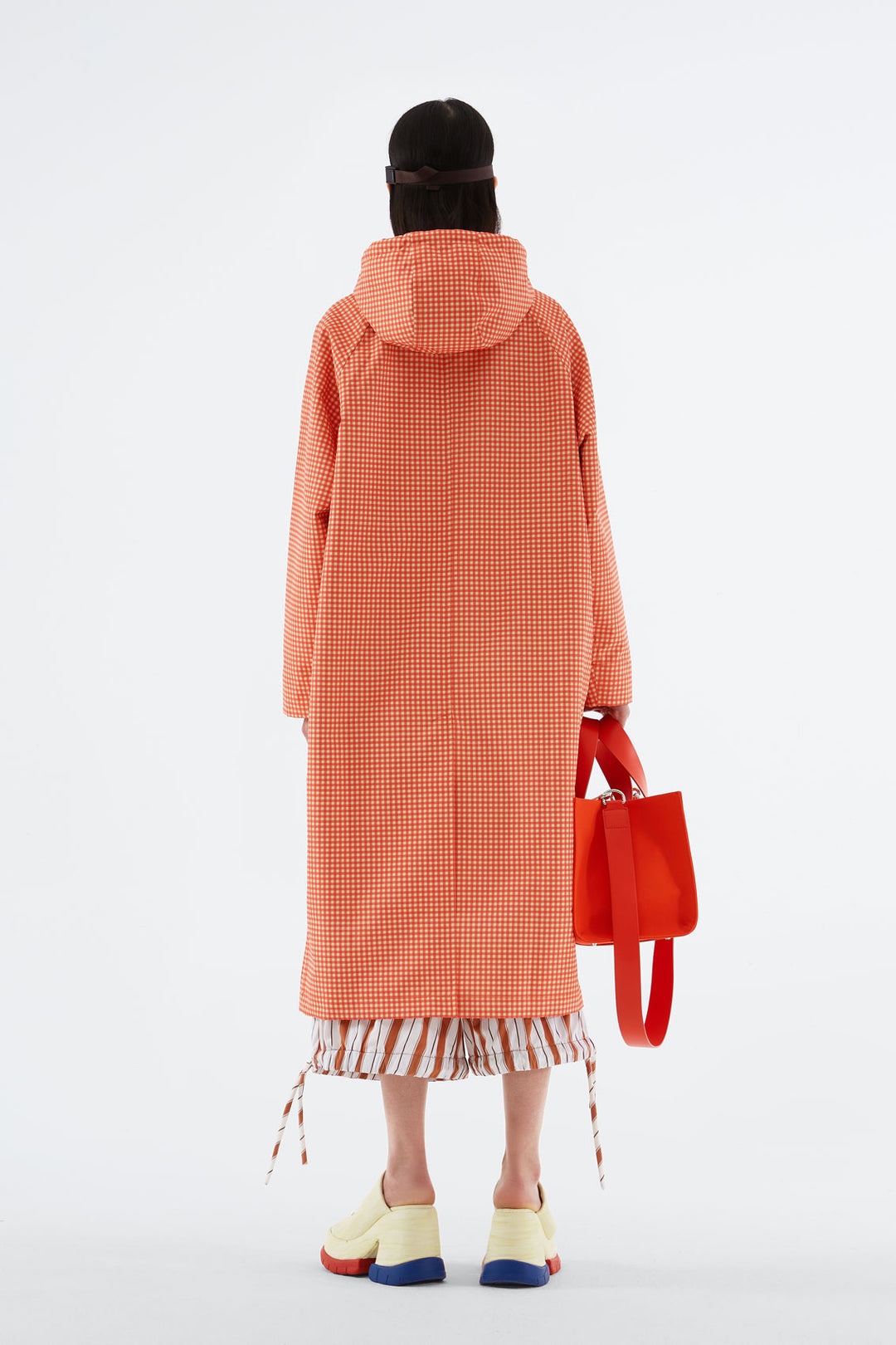 RED CHECK LONG EASY JACKET - 4
