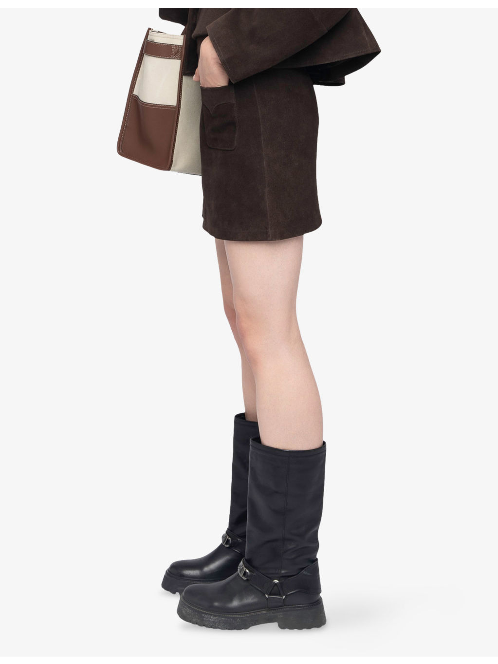 Jamie Patch-Pocket Suede Mini Skirt - 3
