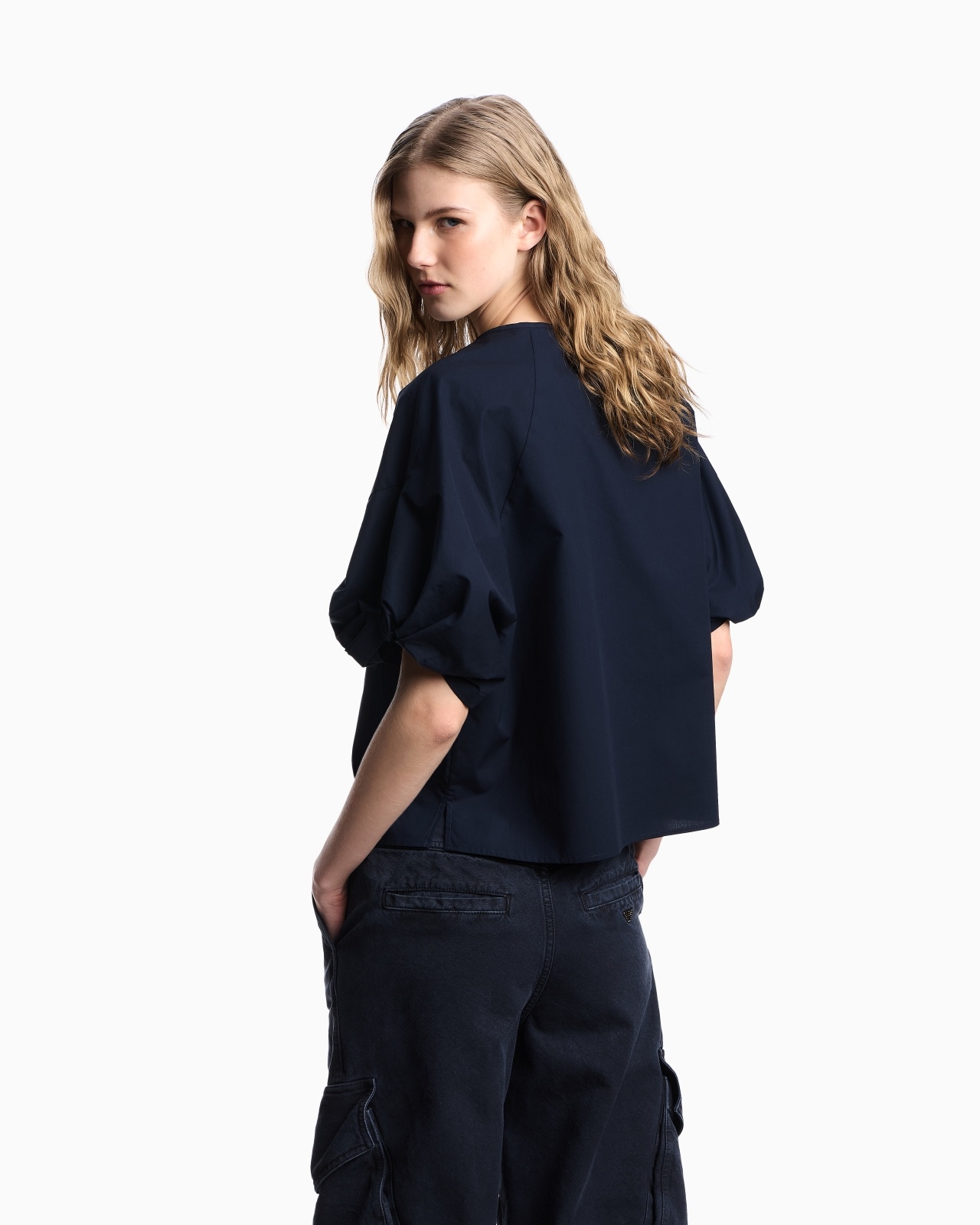 POPLIN BLOUSE WITH TWISTED SLEEVES - 3