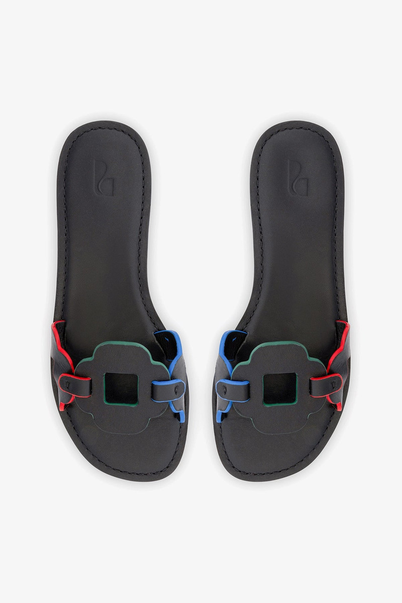 Margherita Slide In Black Leather 6