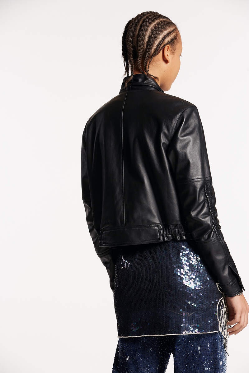 GATHERED LEATHER JACKET - 2