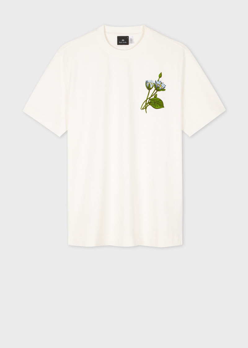 Ecru Small 'Flower' Print T-Shirt 1