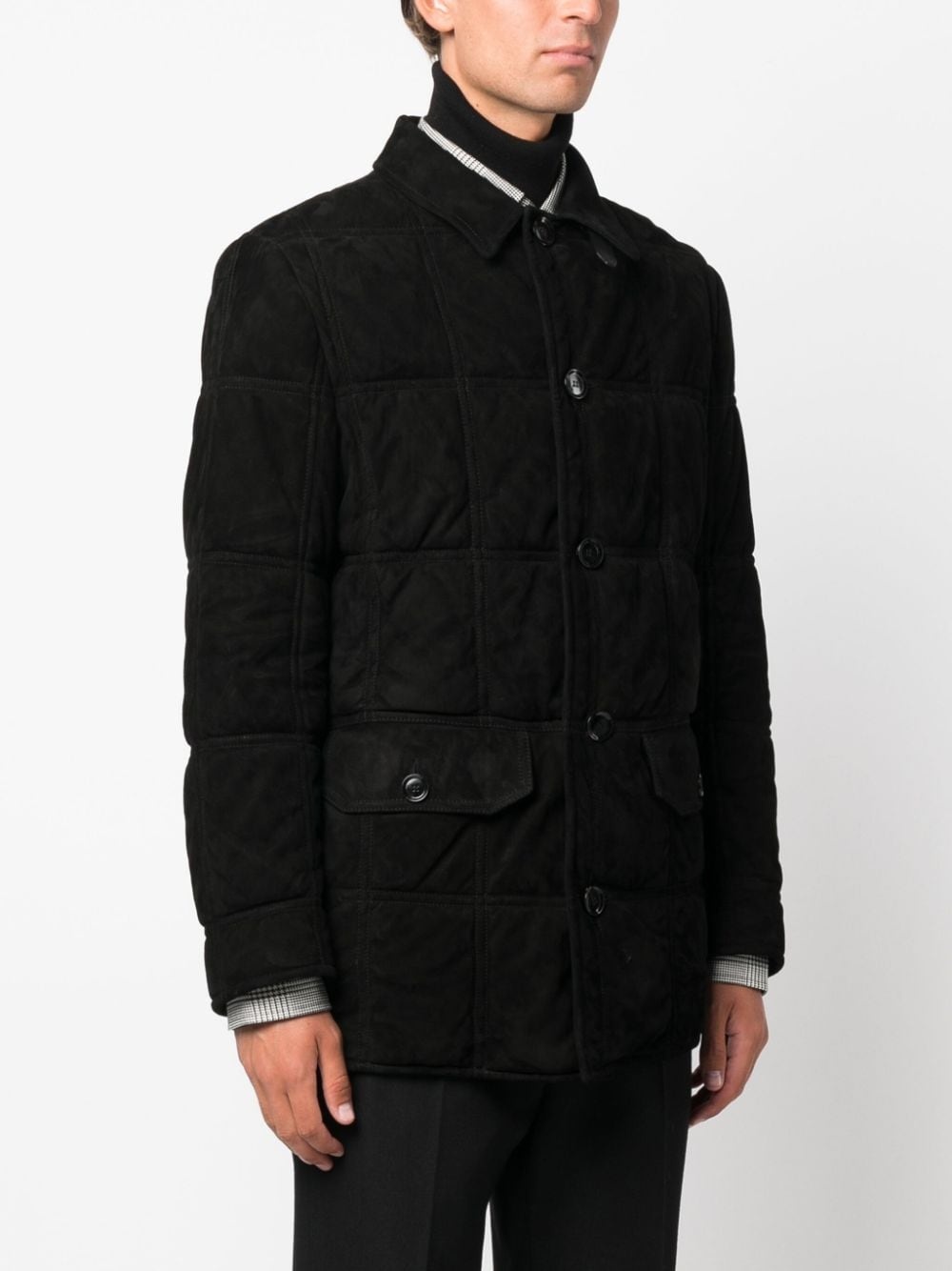funnel-neck button-up jacket - 3