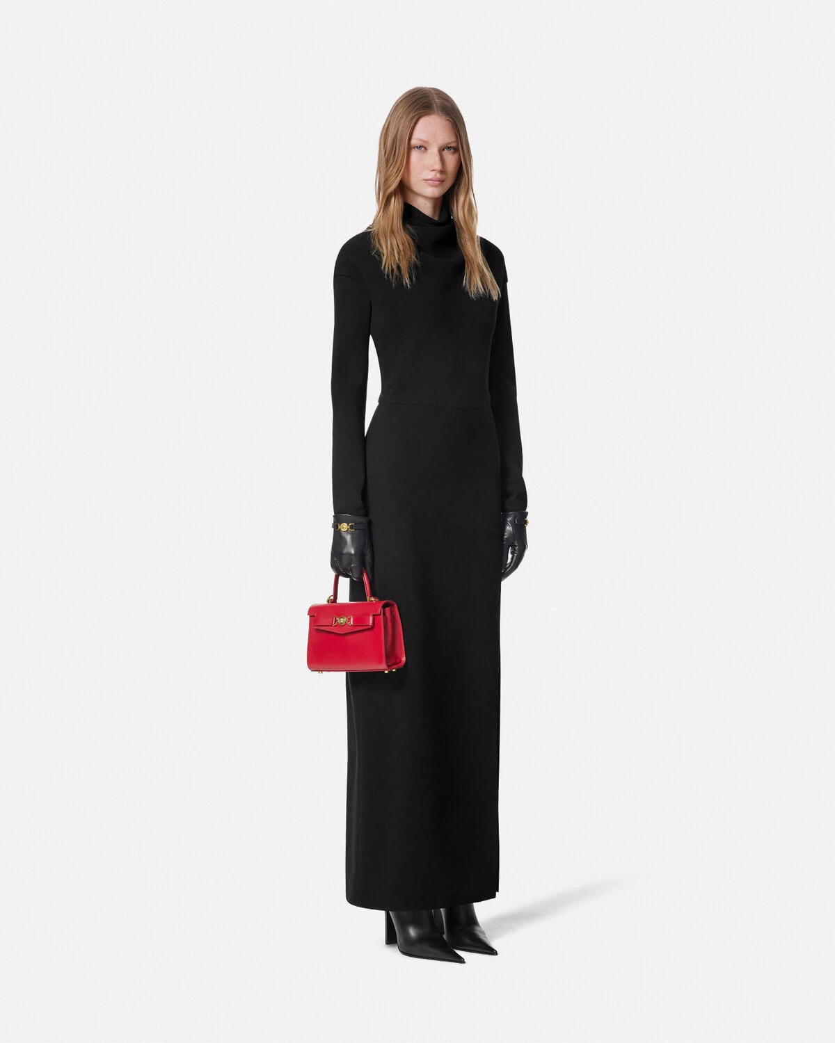 Cady Draped-Neck Slit Gown - 2
