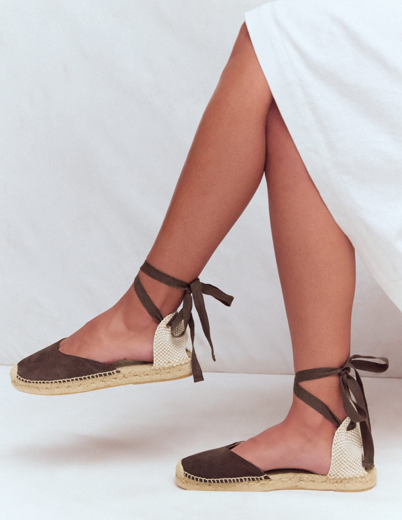 BODEN Cassie Flat Espadrilles-Bitter Chocolate outlook