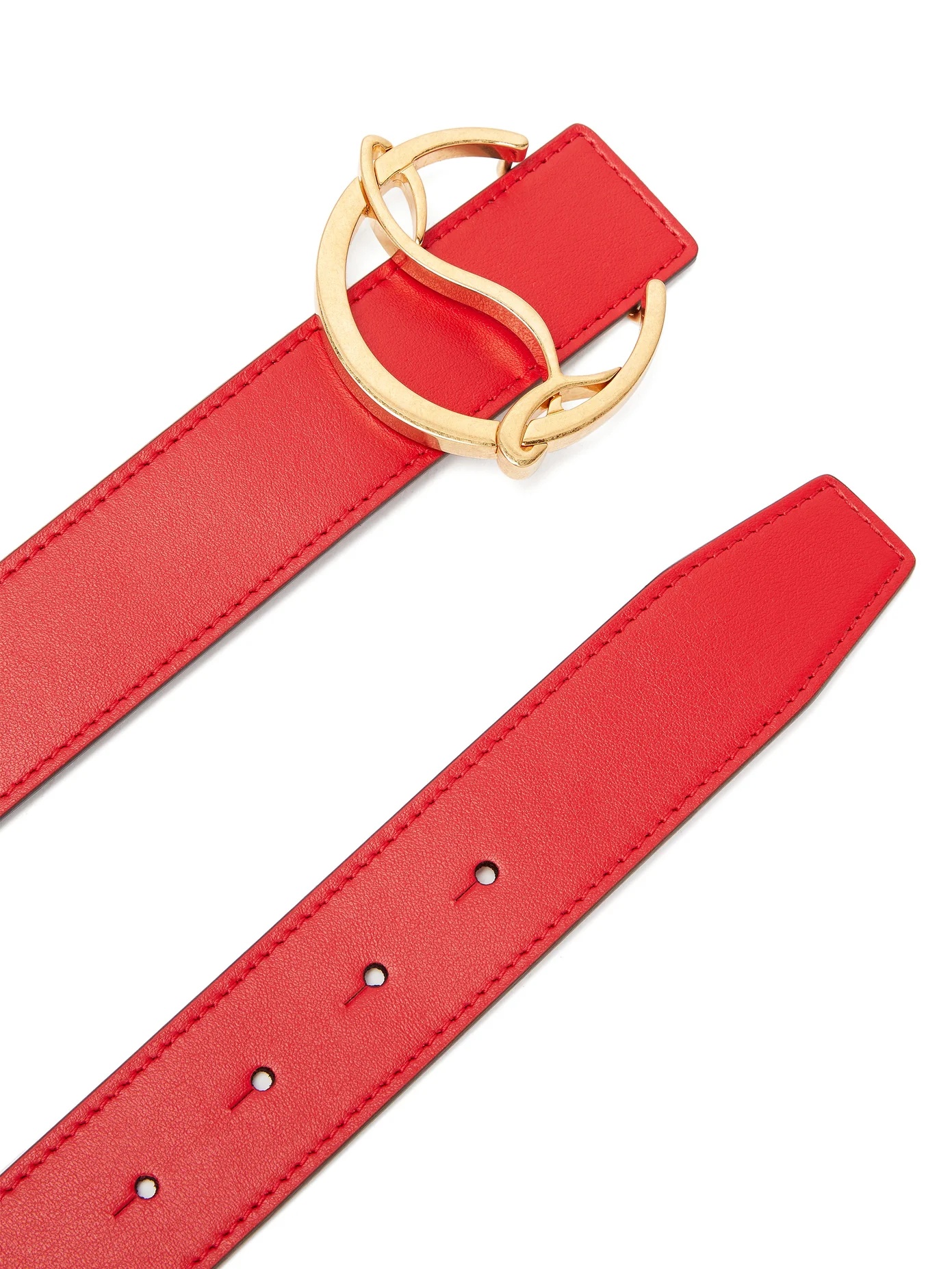 Monogram-buckle leather belt - 5