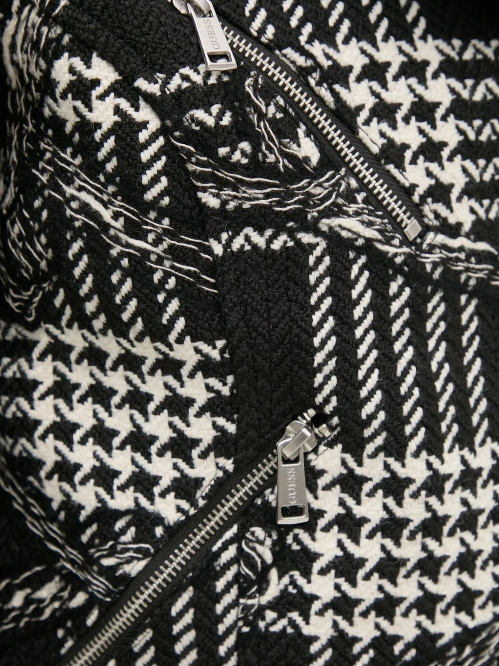 houndstooth-pattern biker jacket - 5