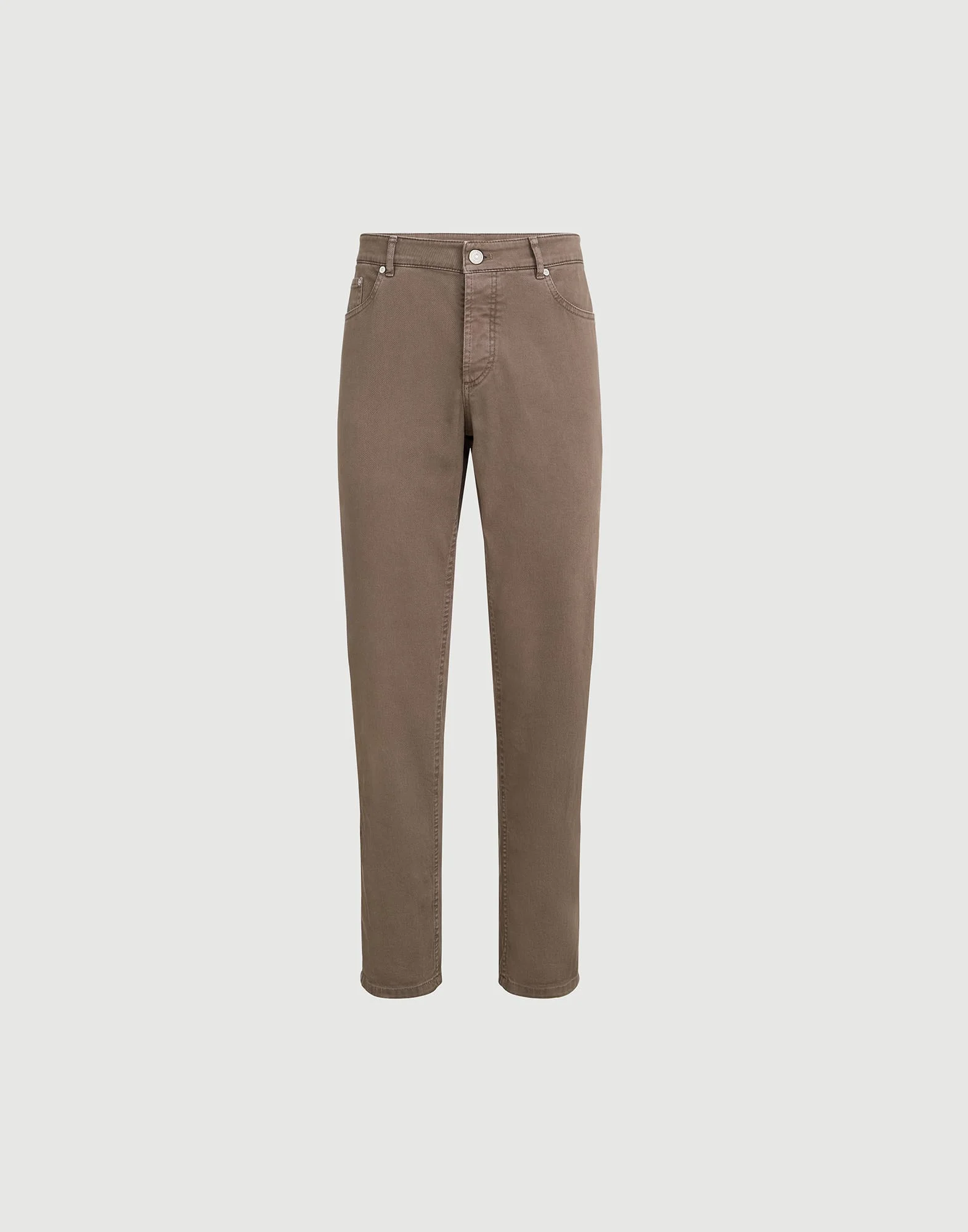 Garment-dyed comfort lightweight denim traditional fit five-pocket trousers - 1