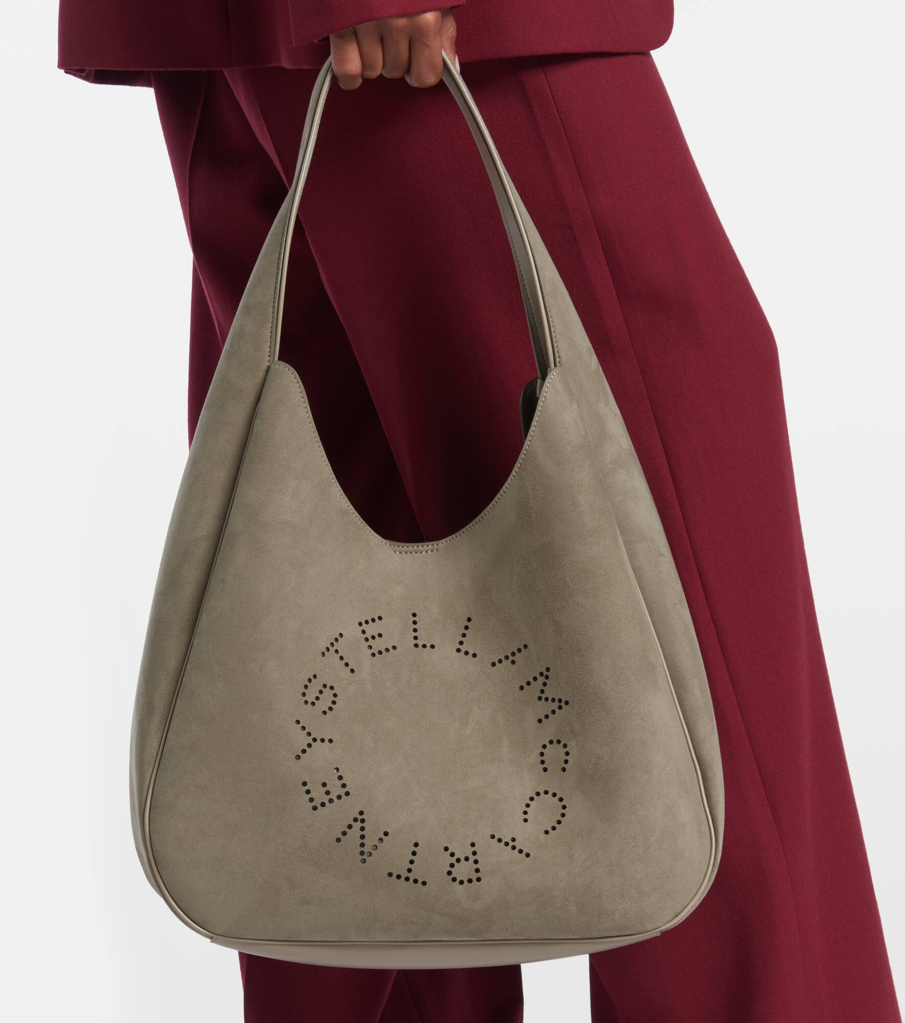 Logo faux suede shoulder bag - 6