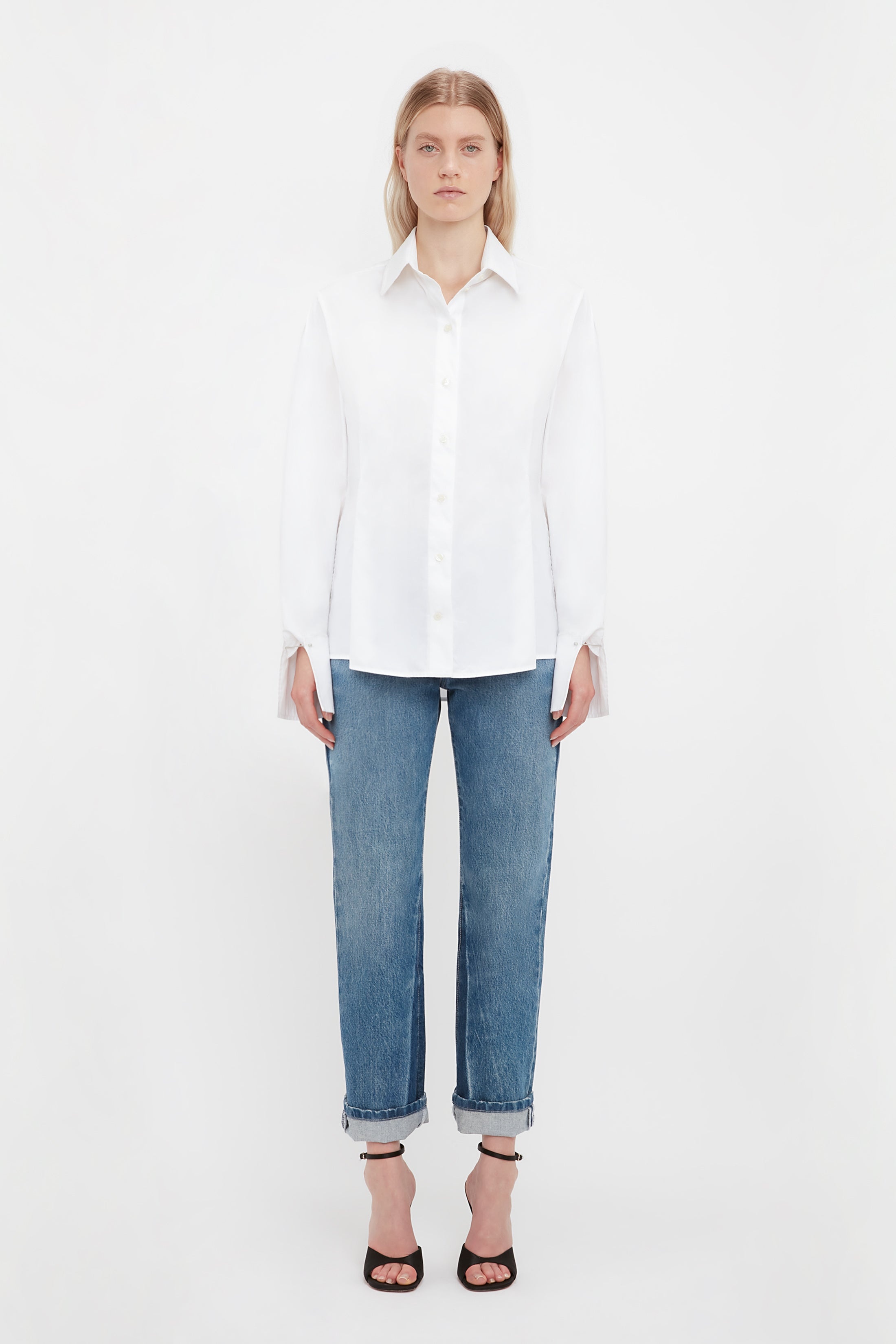 Pleat Detail Shirt In White - 2