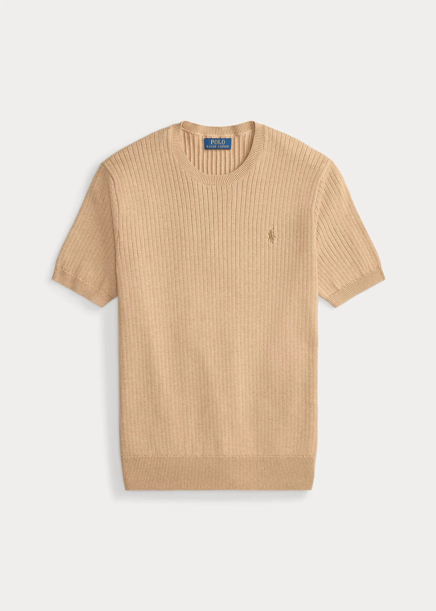 Rib-Knit Cotton Short-Sleeve Sweater - 1